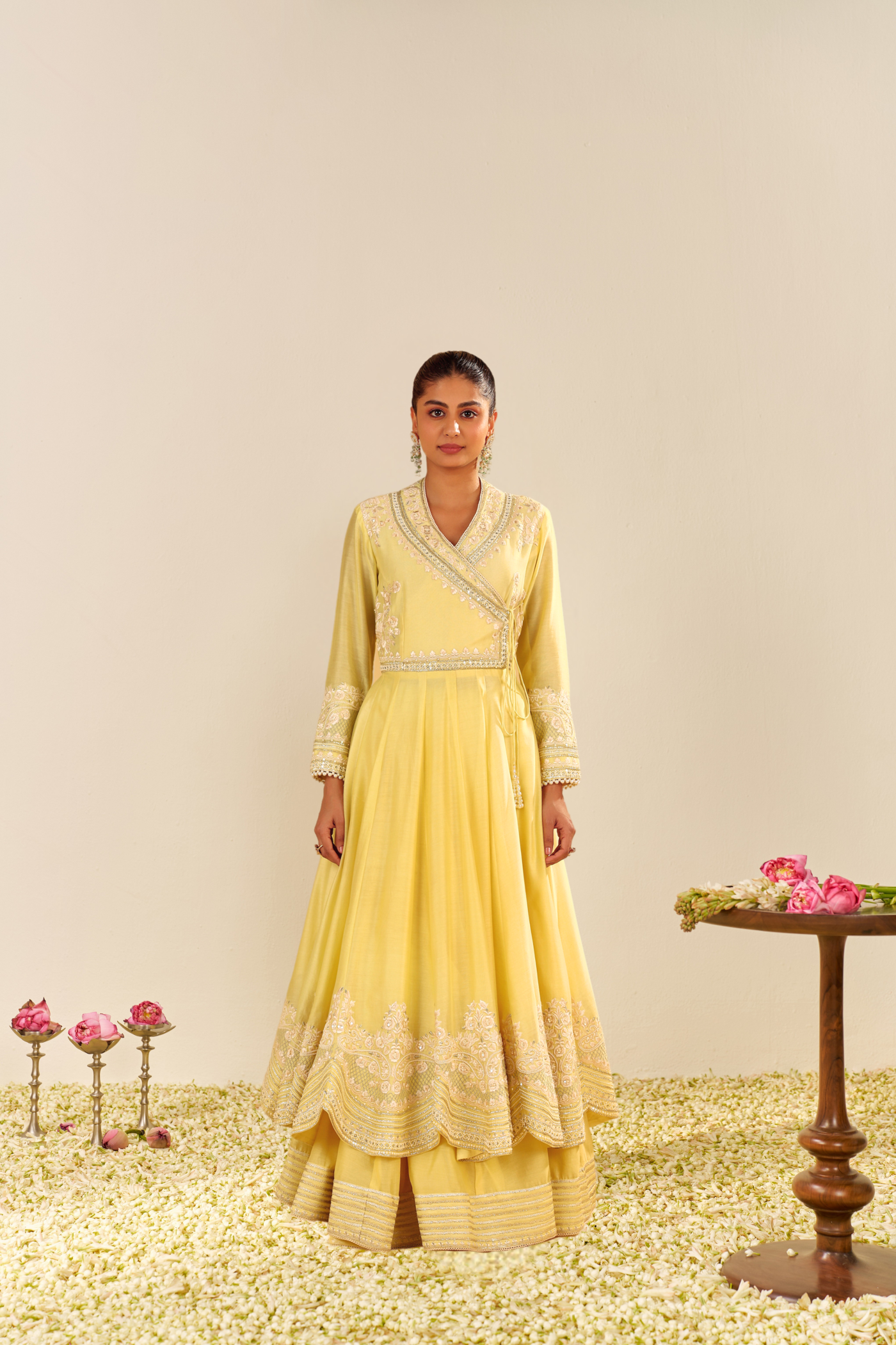 Ameena - Lemon Yellow Long Anarkali With Skirt