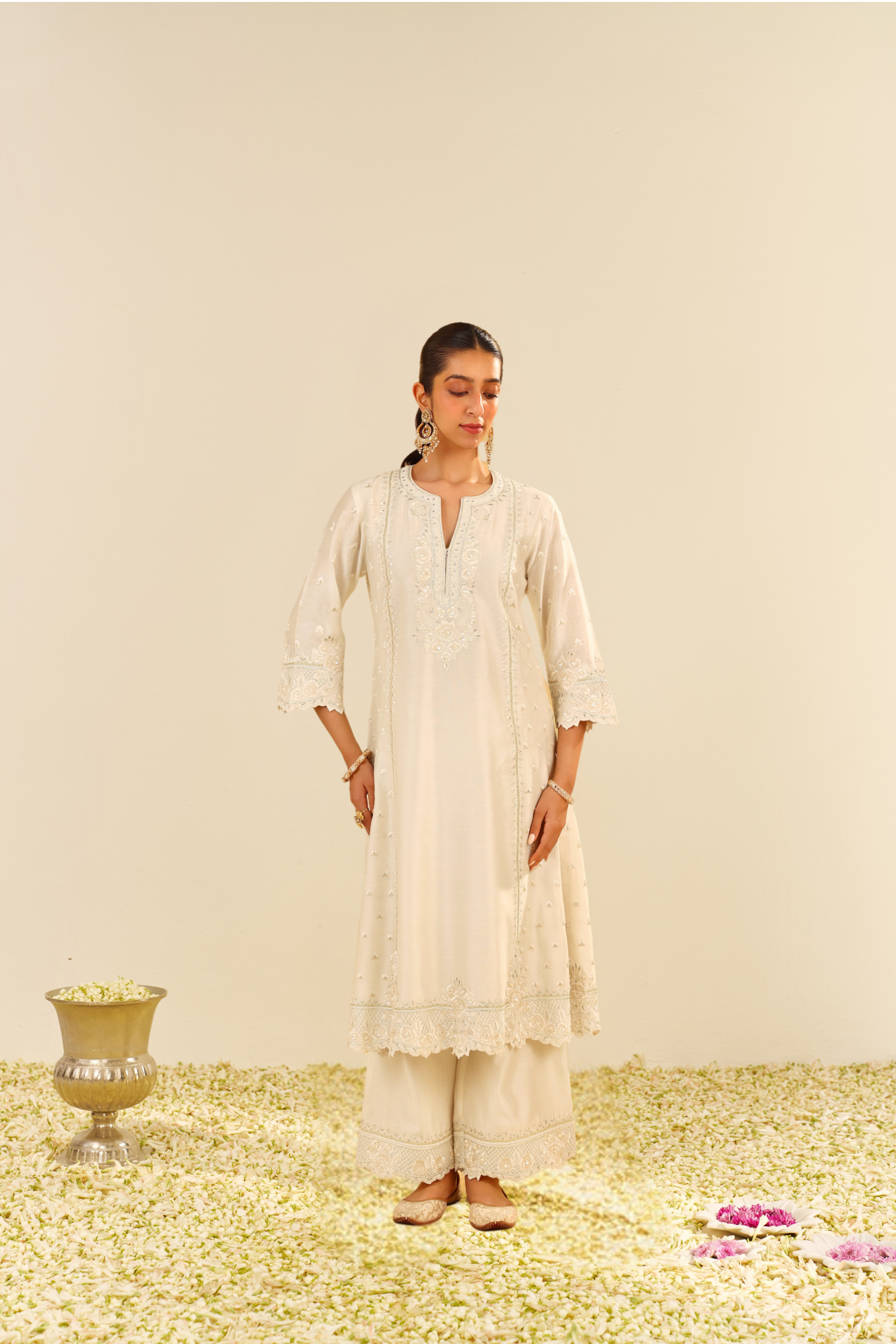 Sumaiya - Daisy Ivory A-Line Kurta With Palazzo