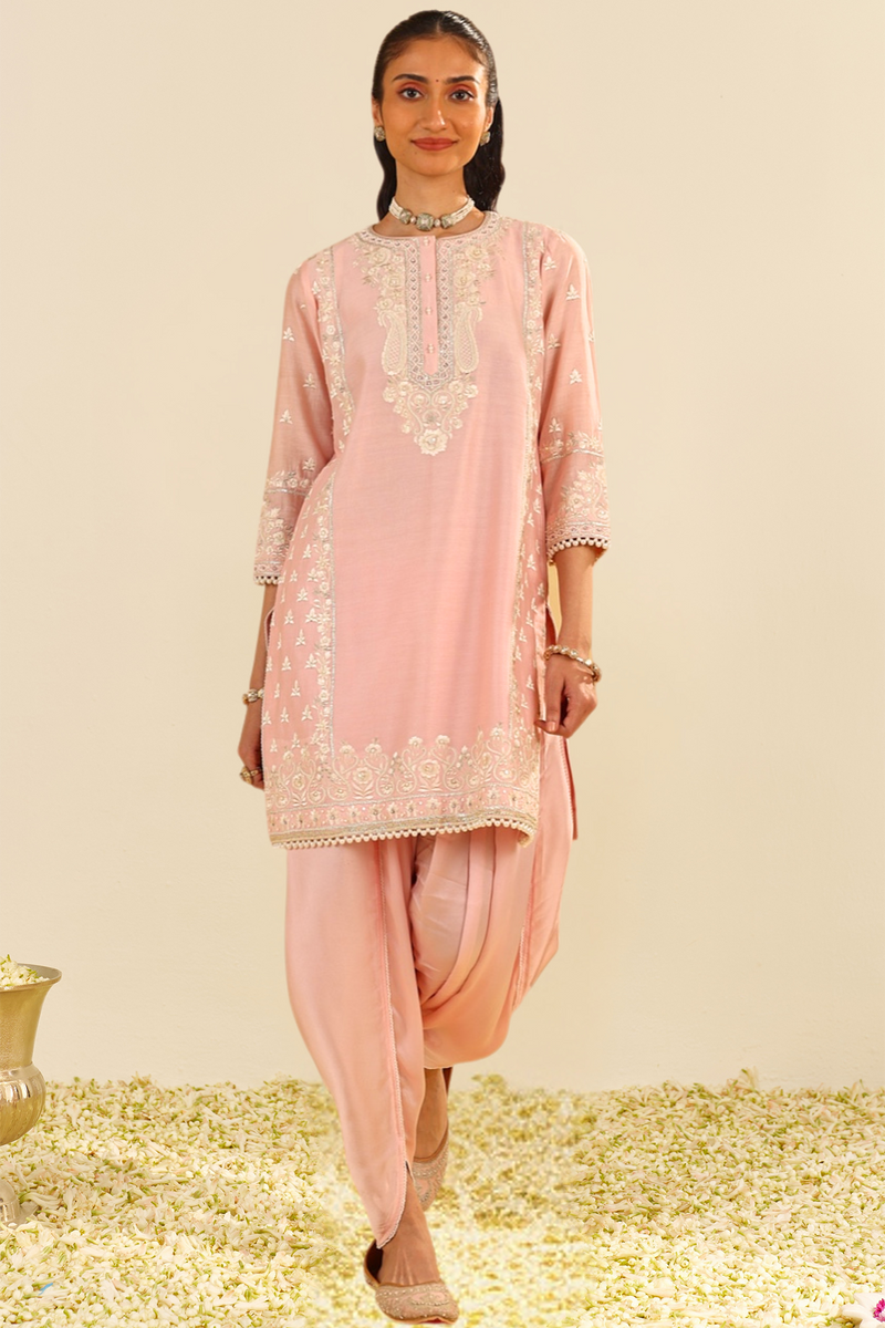 Zaisha - Blush Pink Short Kurta With Dhoti