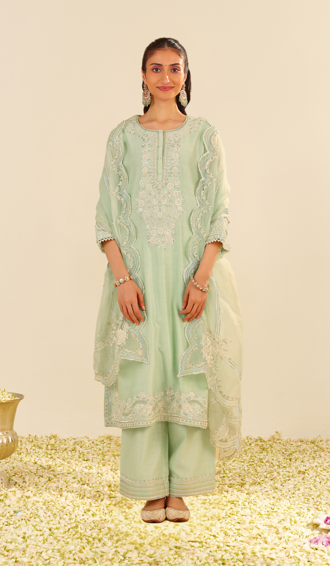 Sereen - Mint Green A-Line Kurta With Palazzo (LXRTS)