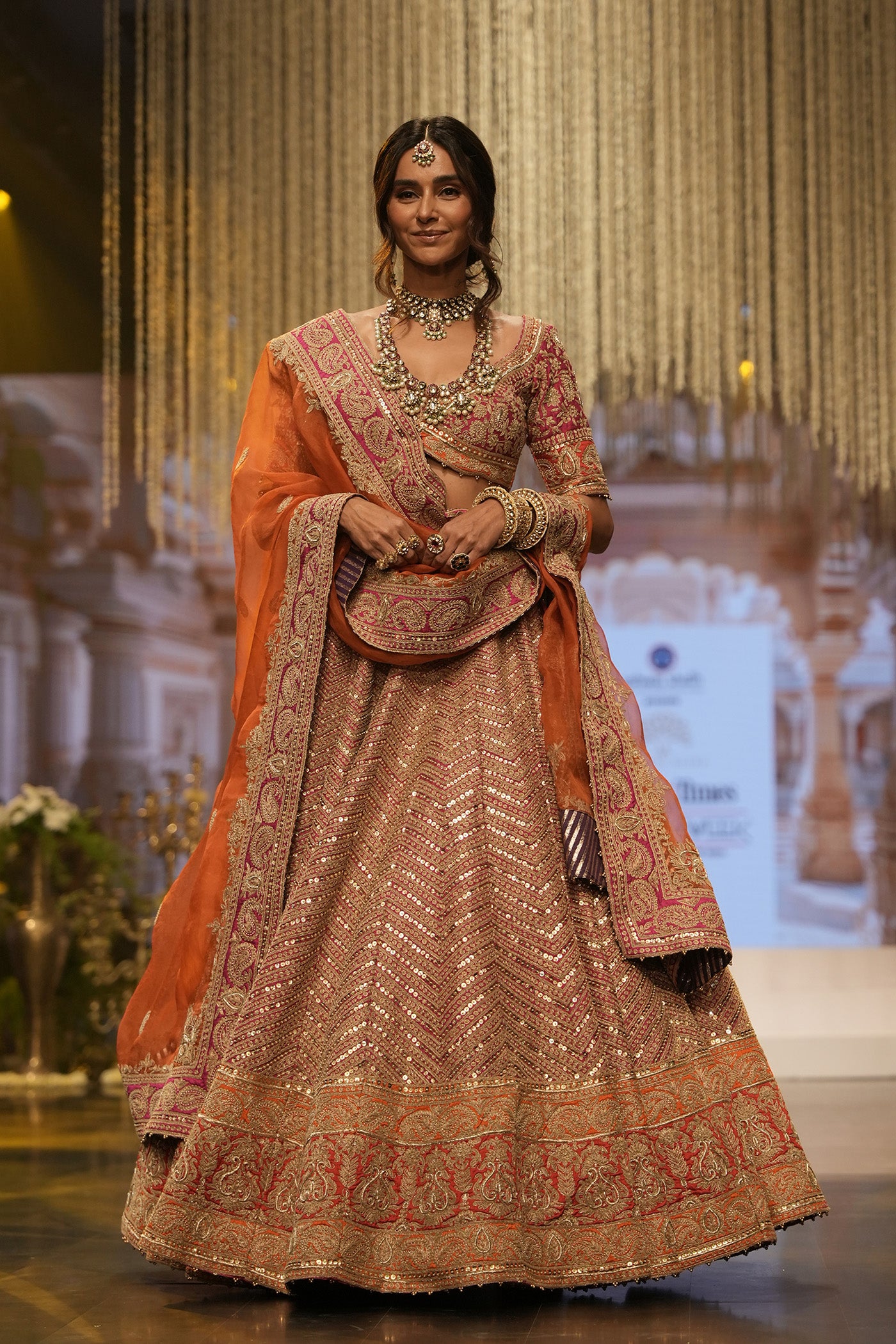 Anahira - Hotpink Blouse with Lehenga and Dupatta