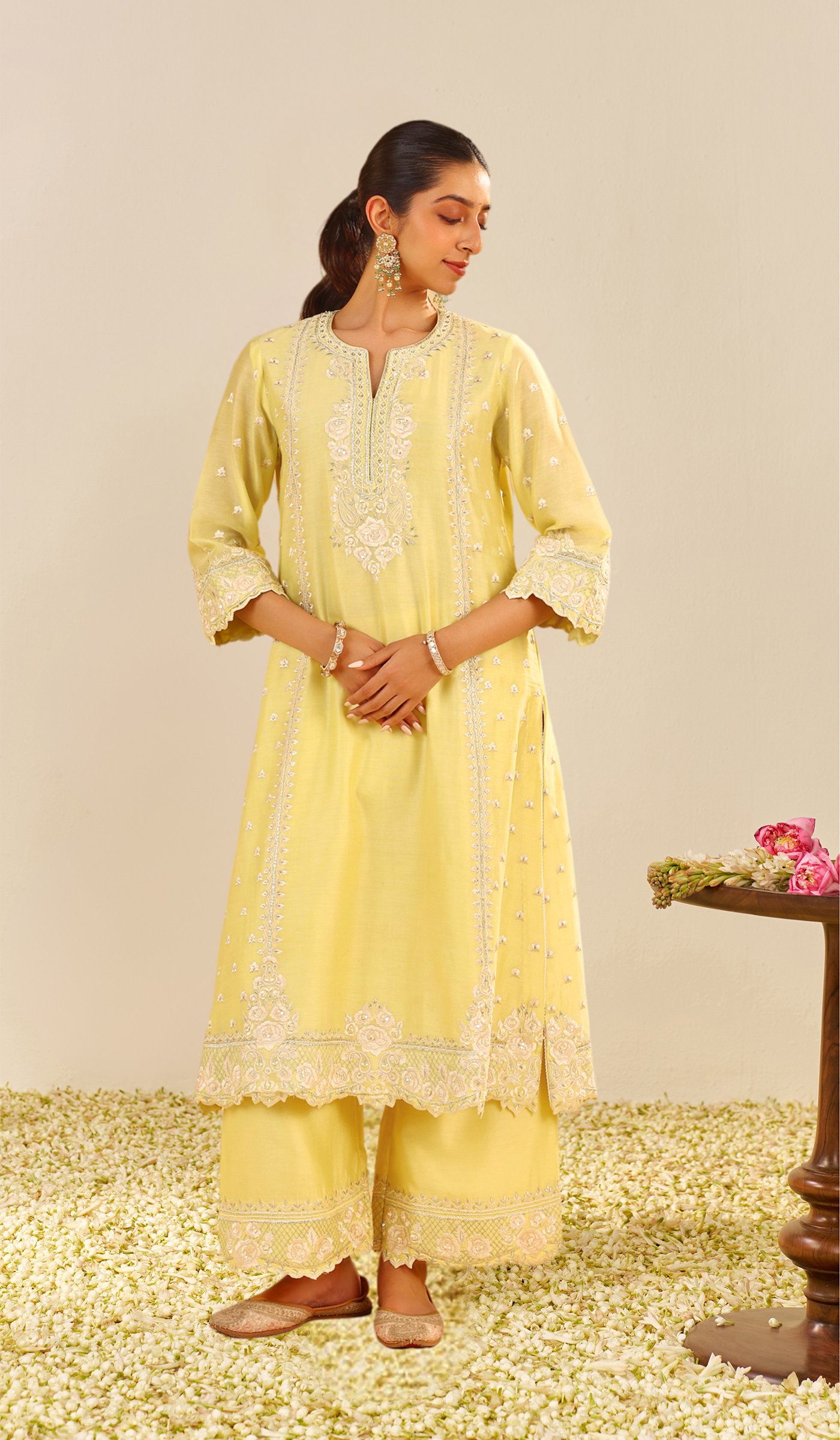 Sumaiya - Lemon Yellow A-Line Kurta With Palazzo (LXRTS)
