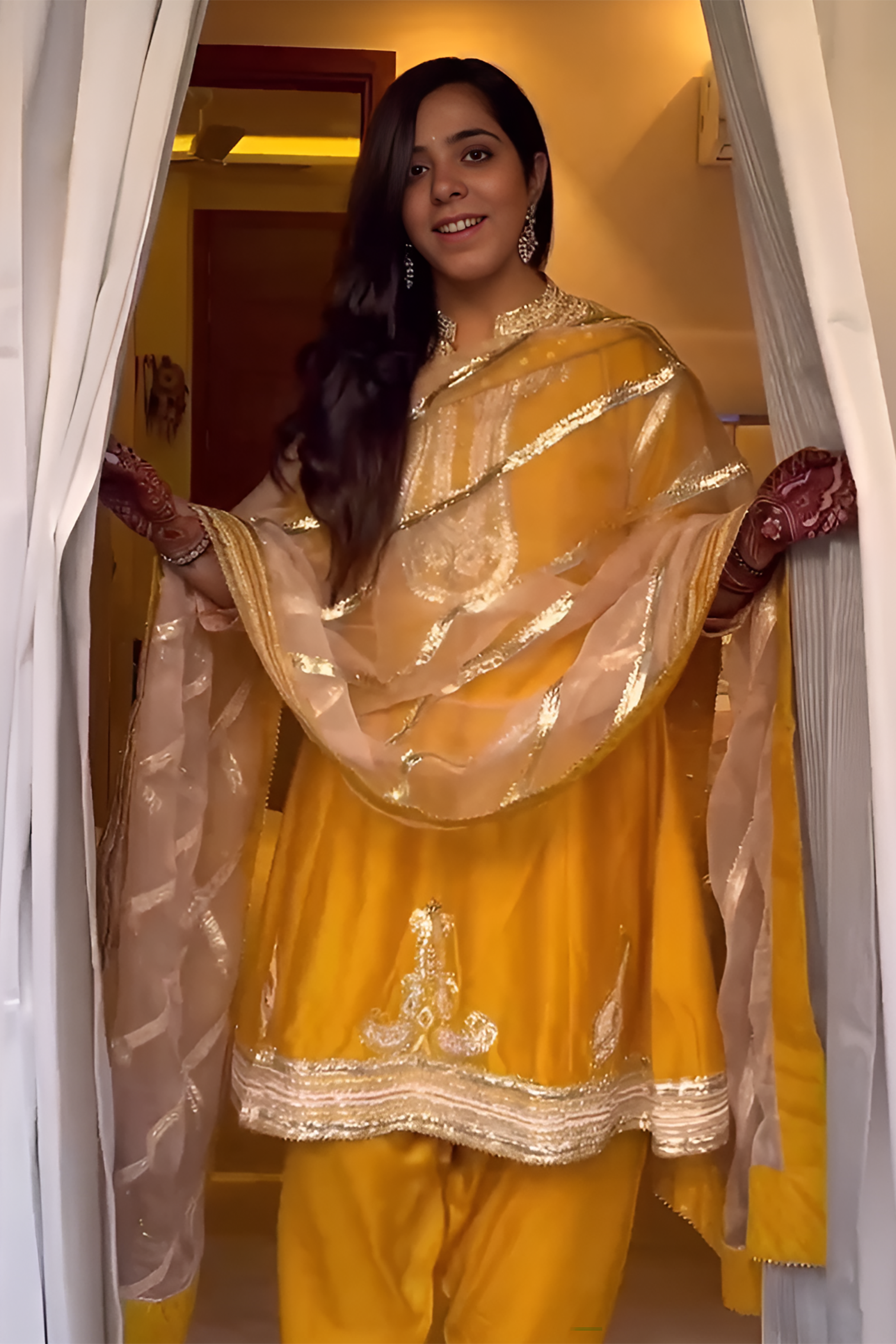 Itika Kamra In Sadiyah- Glaze Mustard  Princess Cut Kurta with Salwar and Dupatta