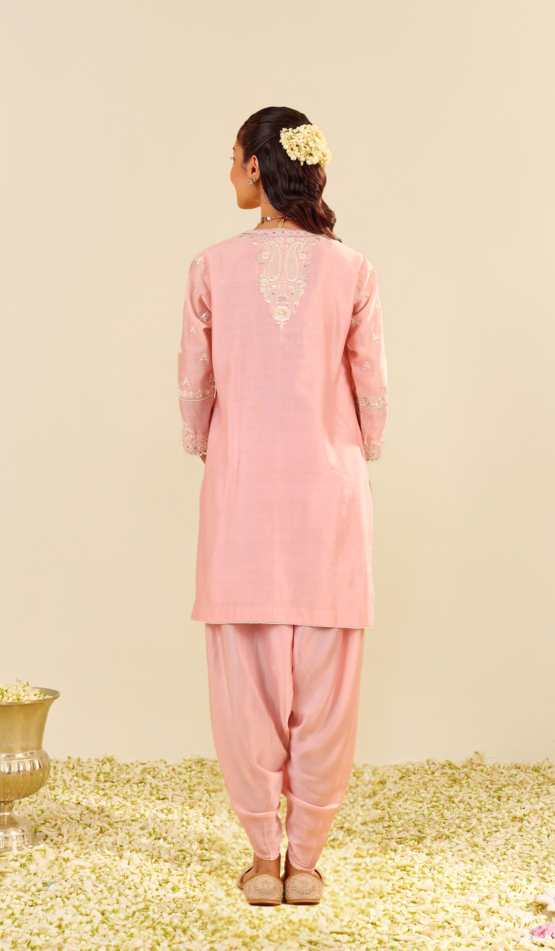 Zaisha - Blush Pink Short Kurta With Dhoti