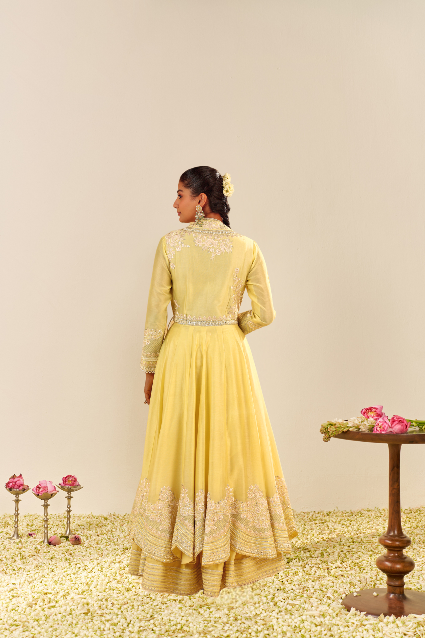 Ameena - Lemon Yellow Long Anarkali With Skirt