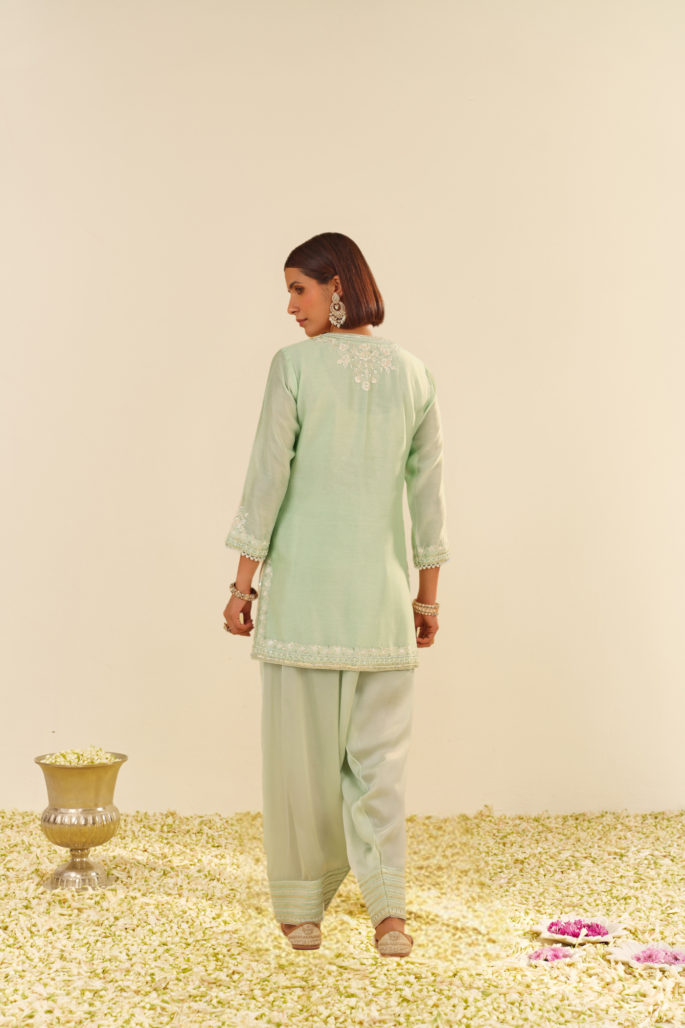 Haniya - Mint Green Short Kurta With Salwar