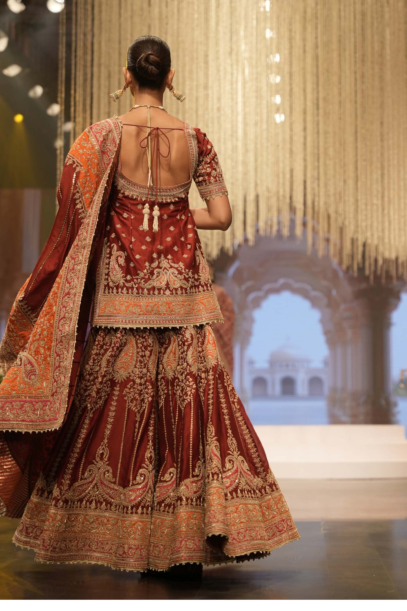 Sehrish - Deep Red Short Kurta with Sharara (Lxrts)