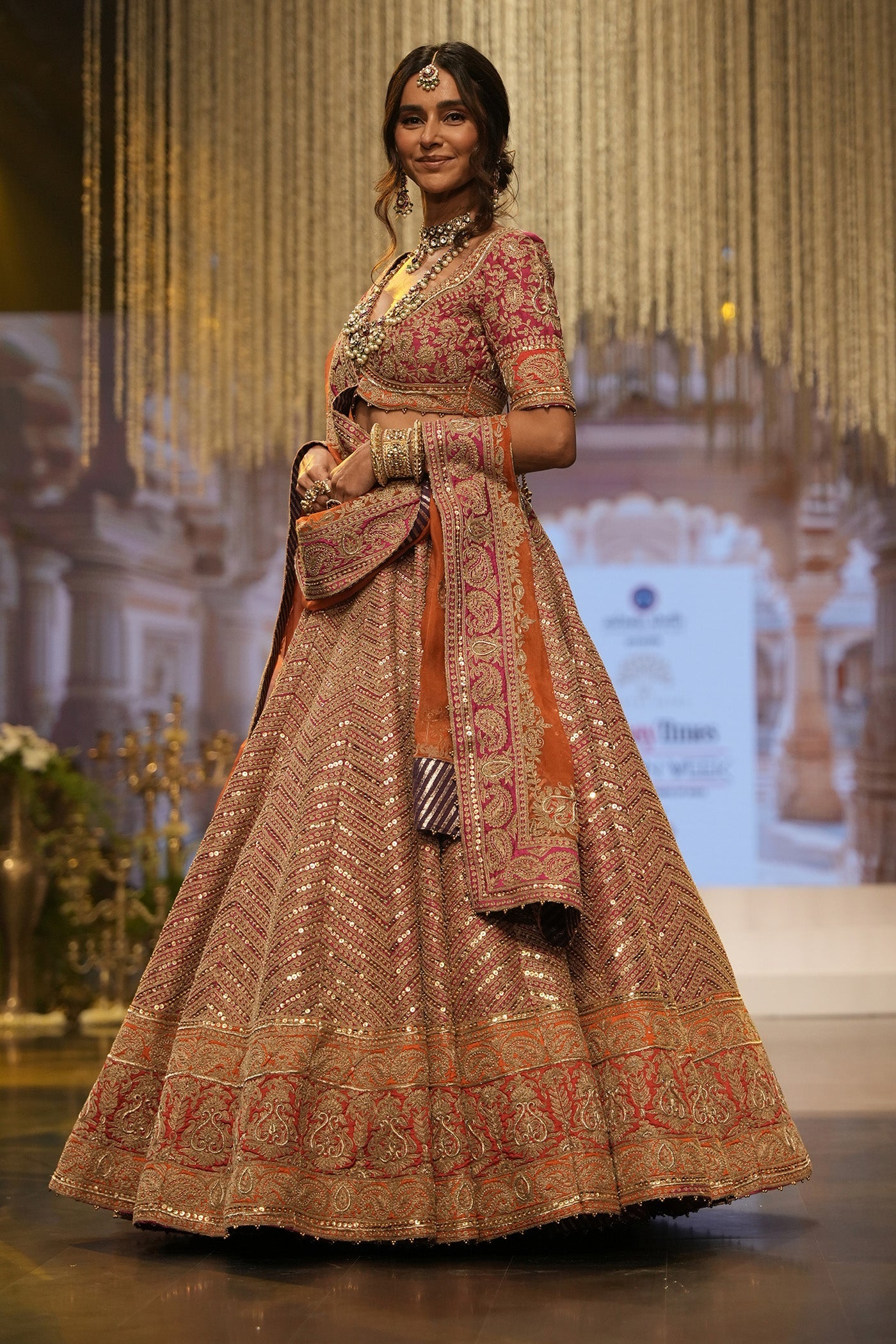 Anahira - Hotpink Blouse with Lehenga and Dupatta (Lxrts)