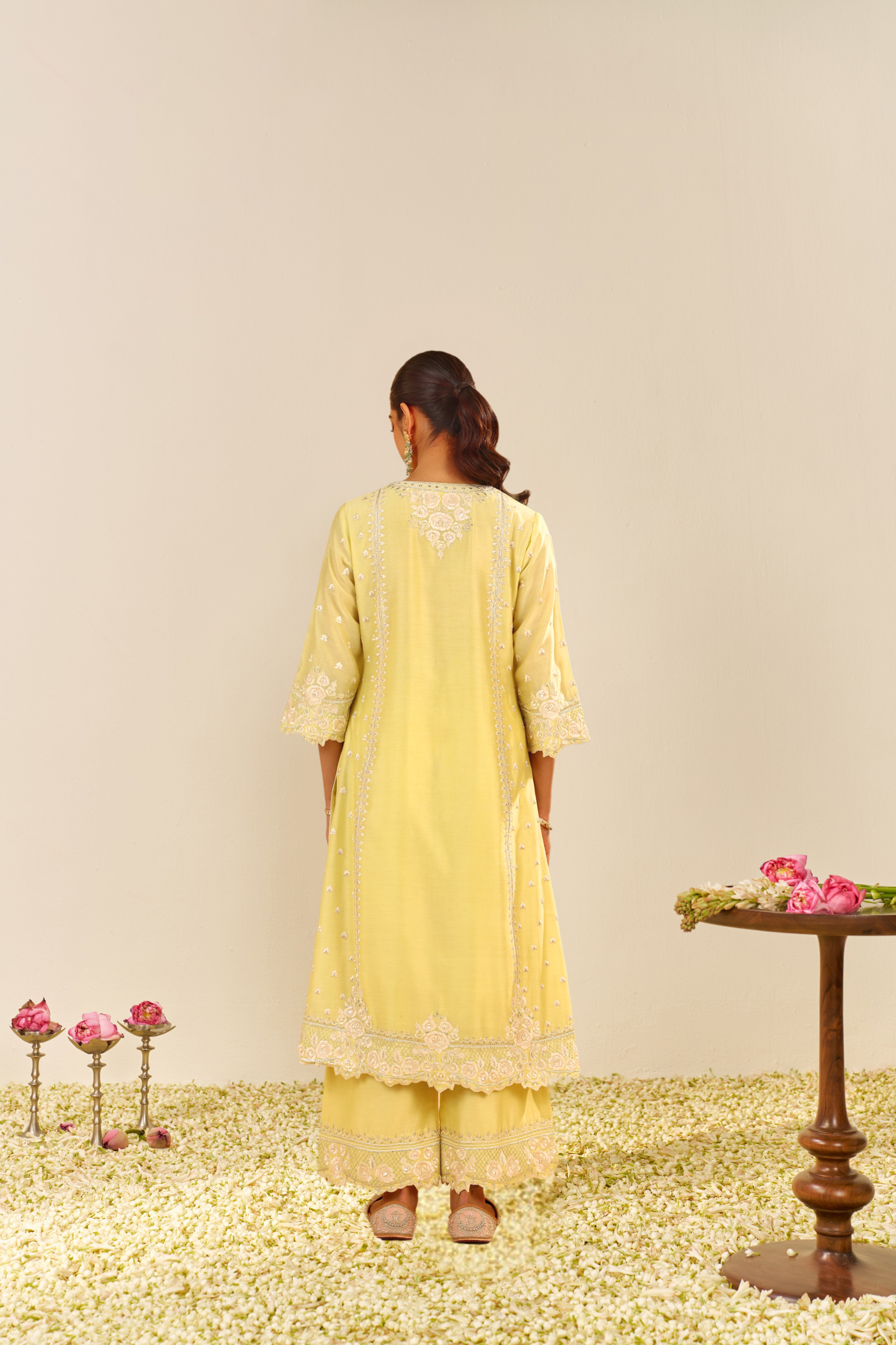 Sumaiya - Lemon Yellow A-Line Kurta With Palazzo