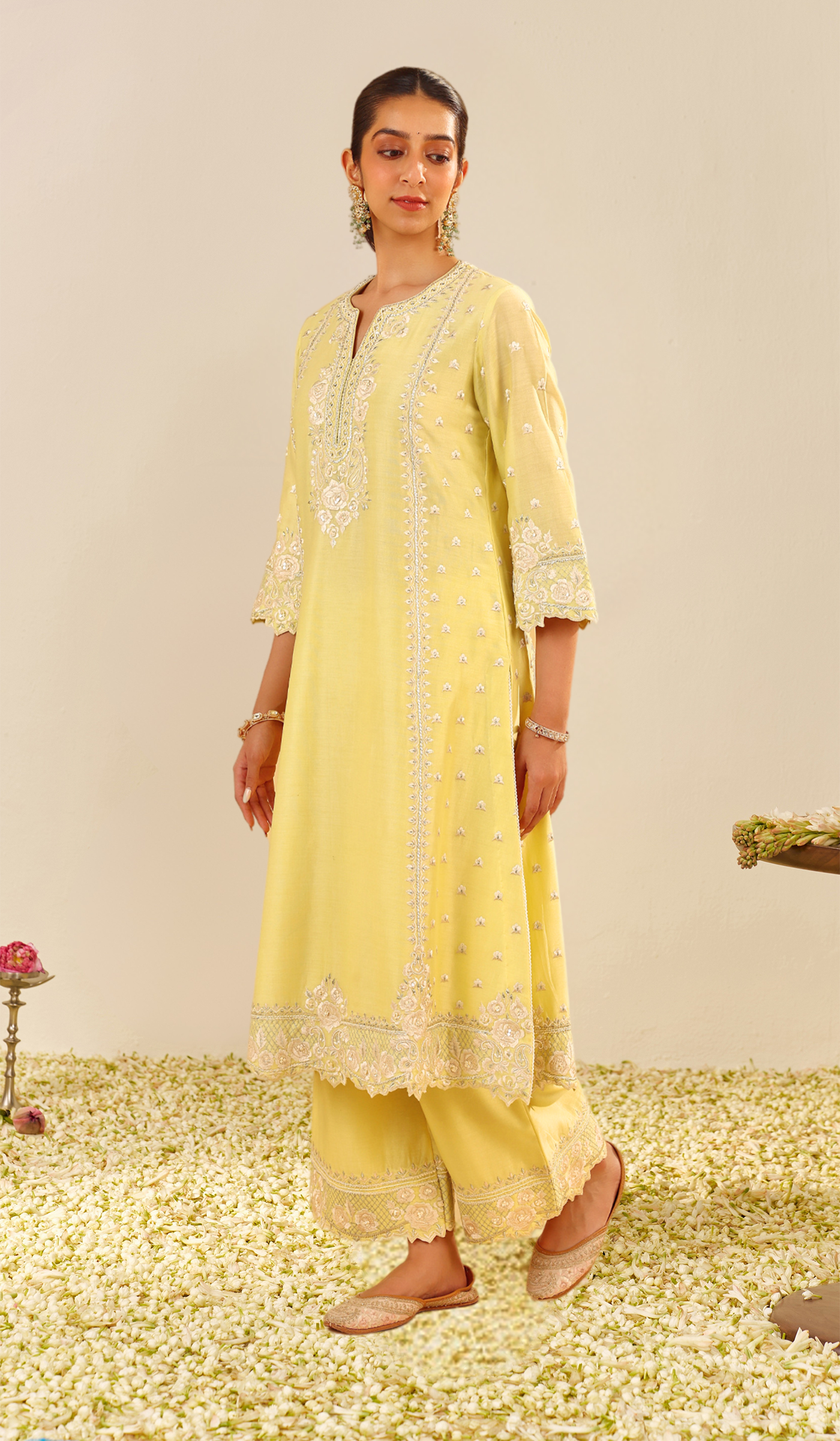 Sumaiya - Lemon Yellow A-Line Kurta With Palazzo (LXRTS)