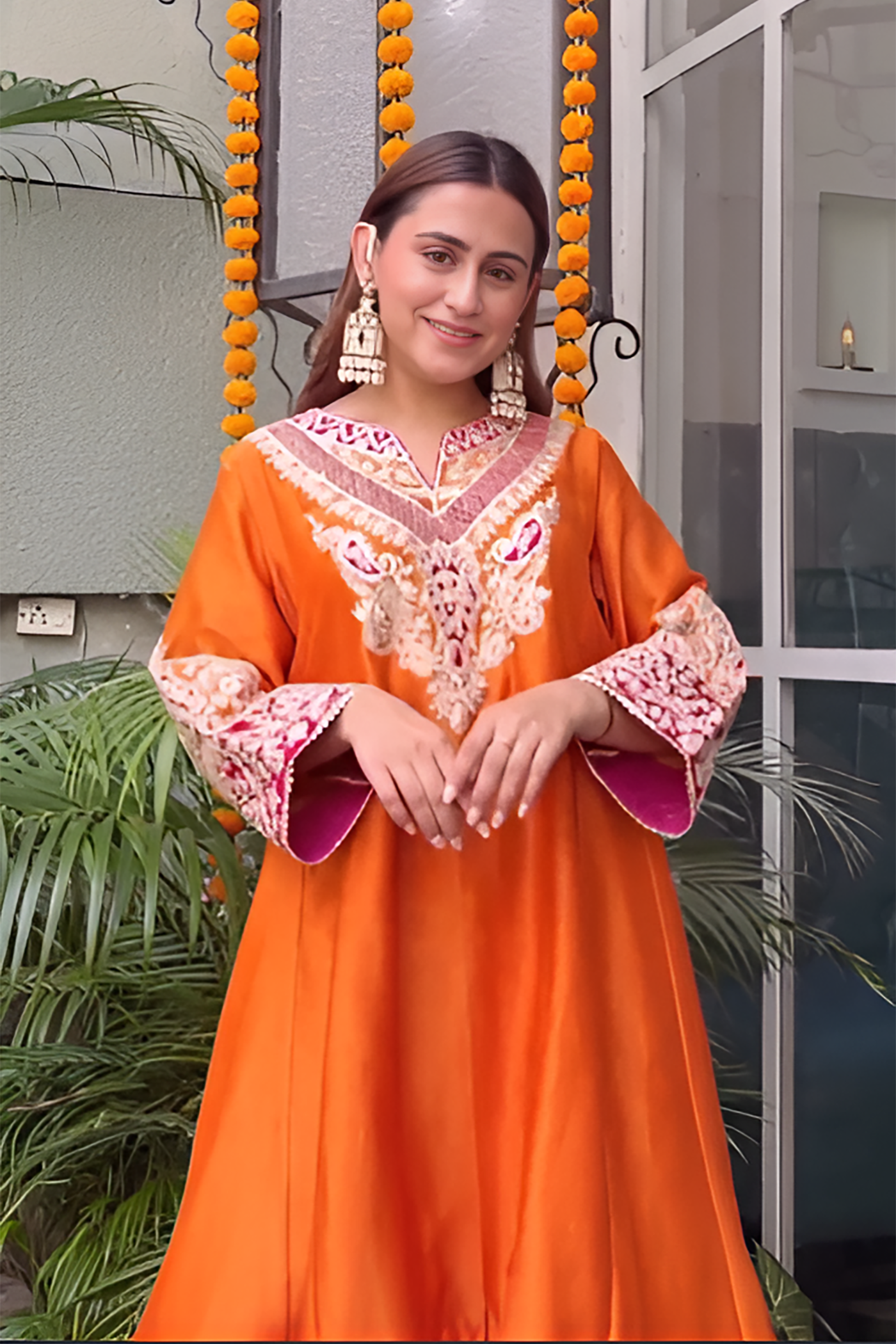 Kashish Dadhwal IN MEHRISH - ORANGE SHORT KALIDAAR CHOGA WITH SALWAR