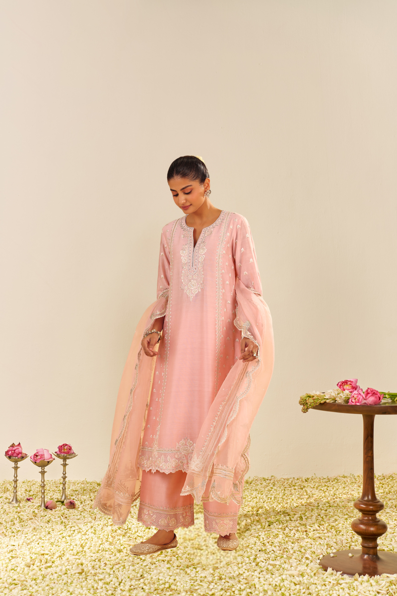 Sumaiya - Blush Pink A-Line Kurta With Palazzo