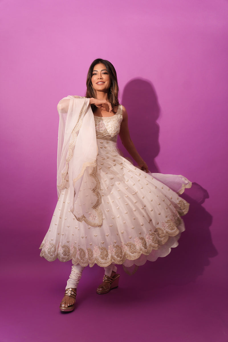 Chitrangda Singh  In Wafiya - Daisy Ivory Ankle Length Anarkali with Chooridaar and Dupatta