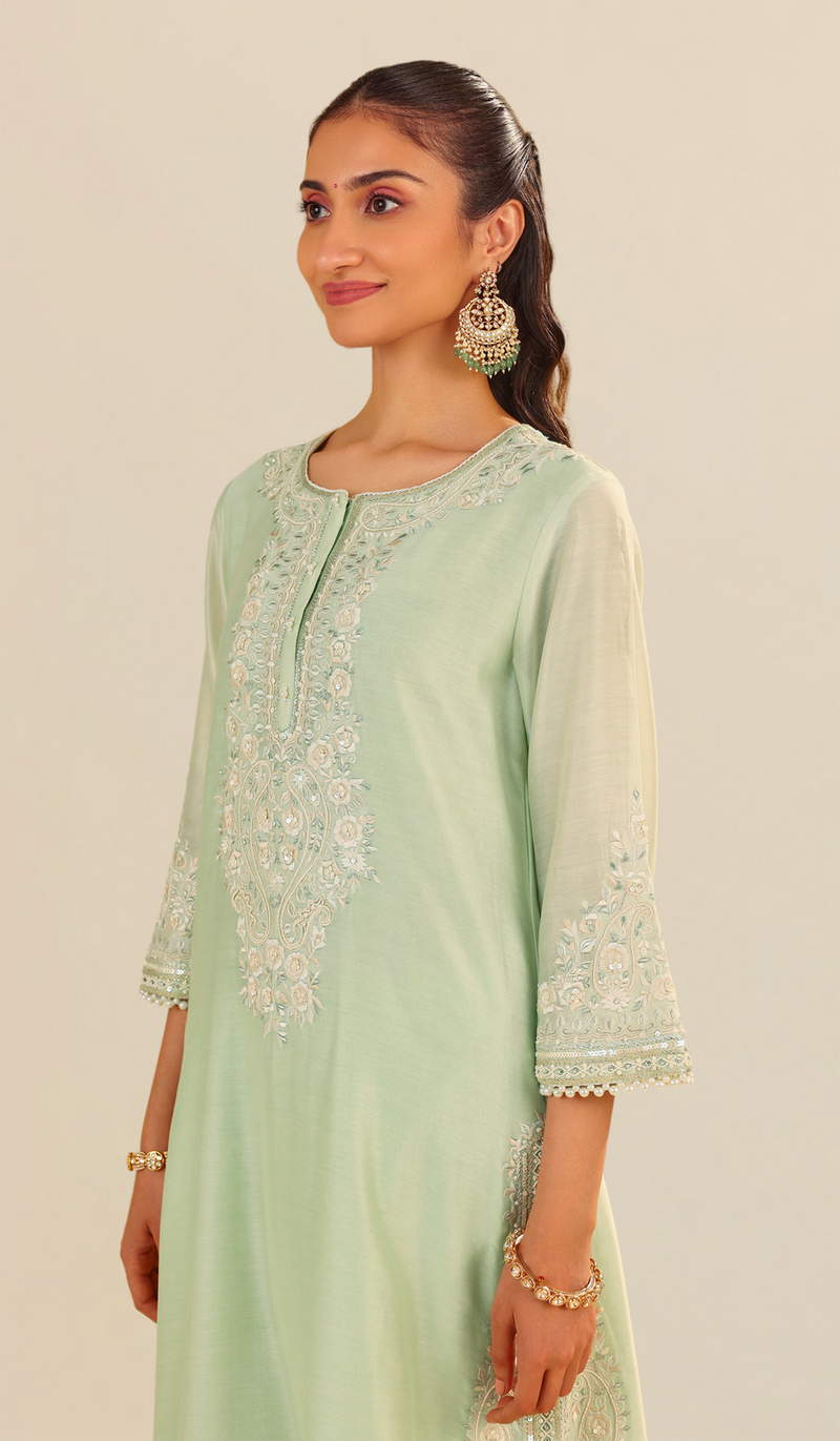 Sereen - Mint Green A-Line Kurta With Palazzo