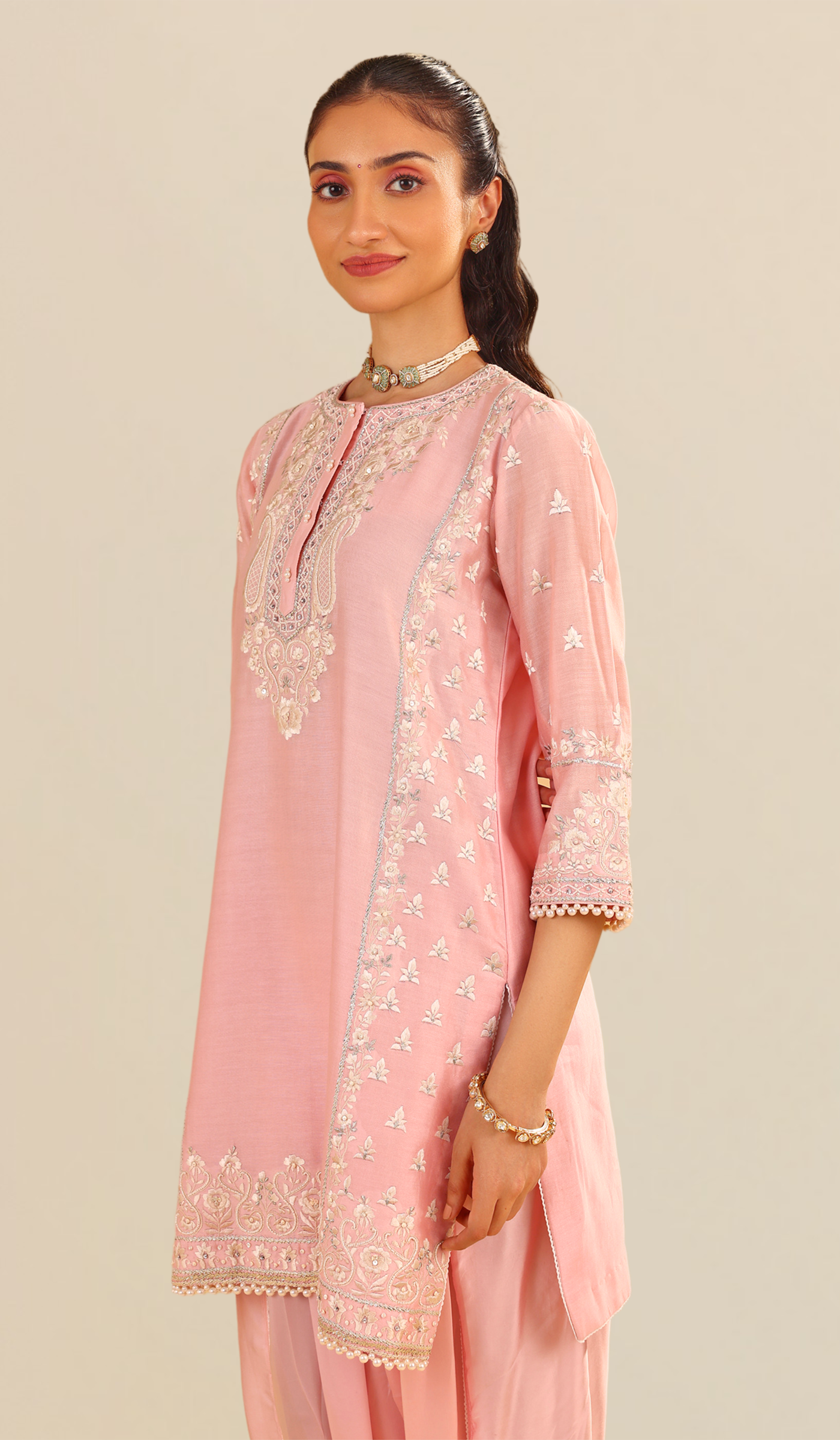 Zaisha - Blush Pink Short Kurta With Dhoti (LXRTS)