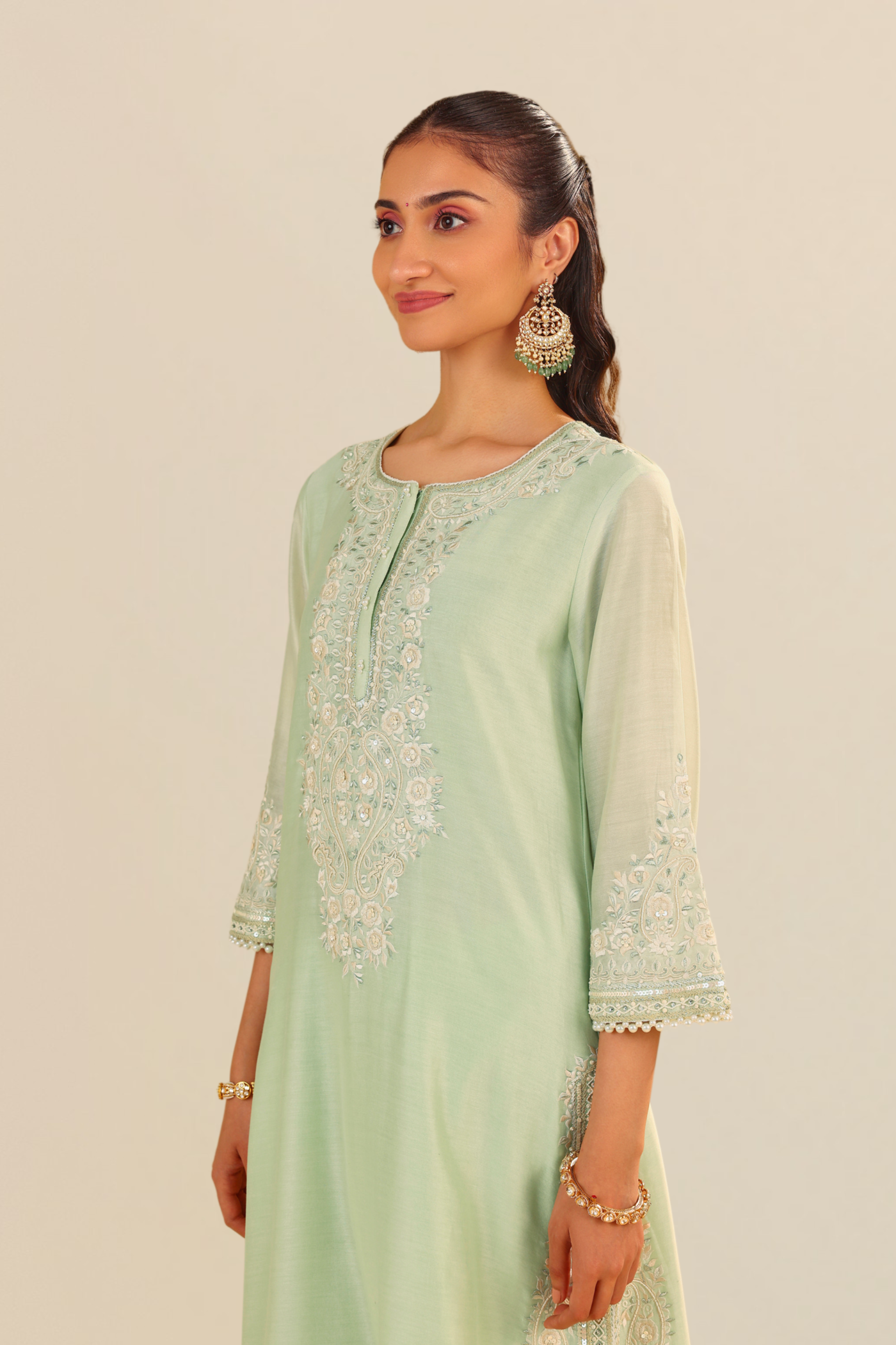 Sereen - Mint Green A-Line Kurta With Palazzo