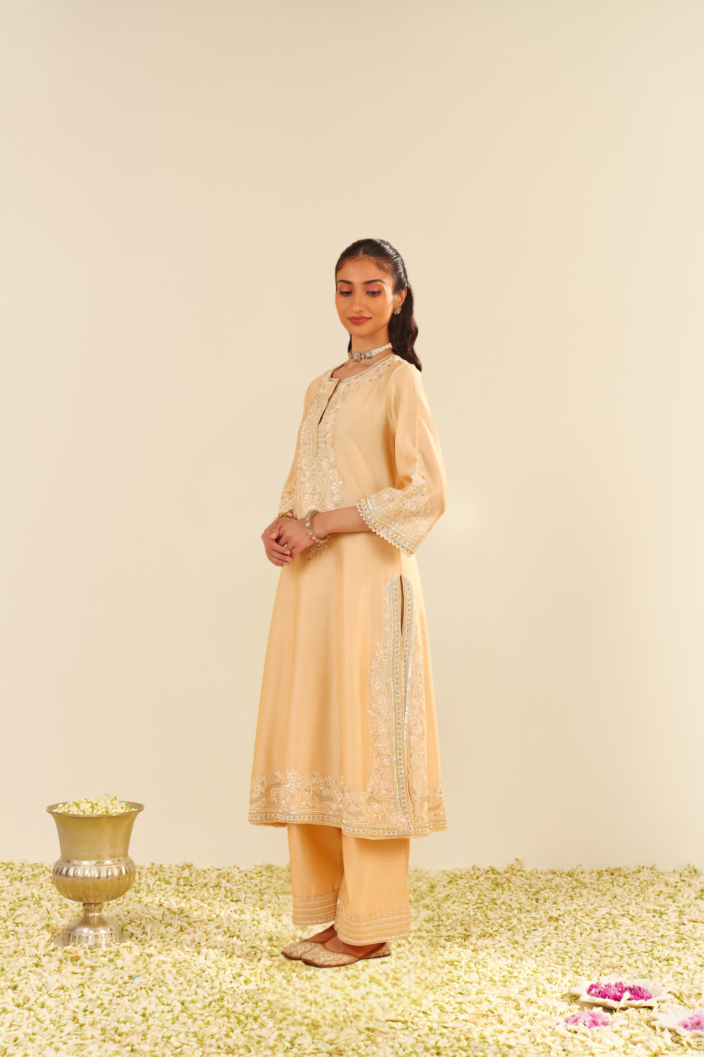 Sereen - Lemon Yellow A-Line Kurta With Palazzo