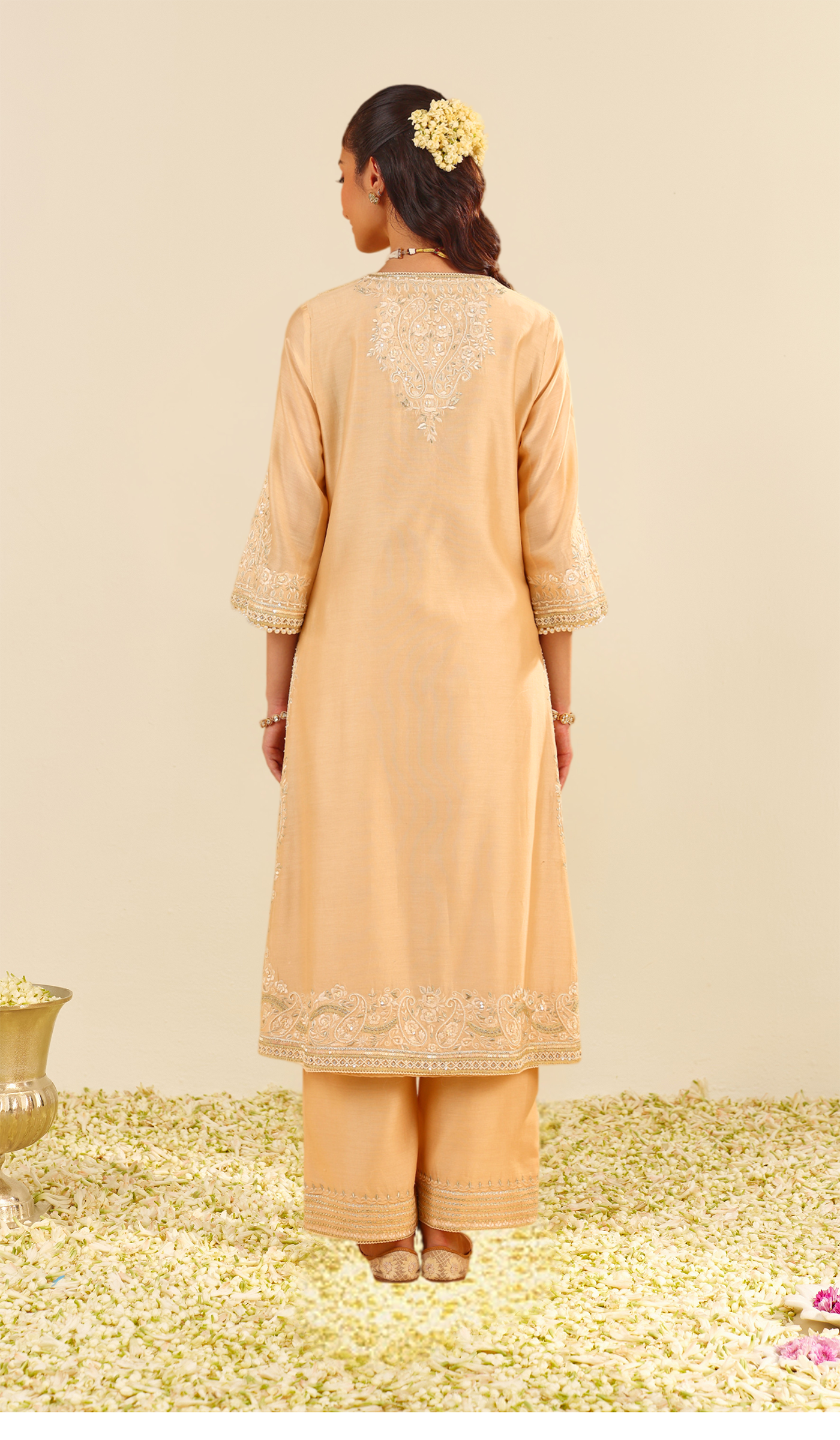 Sereen - Beige A-Line Kurta With Palazzo (LXRTS)