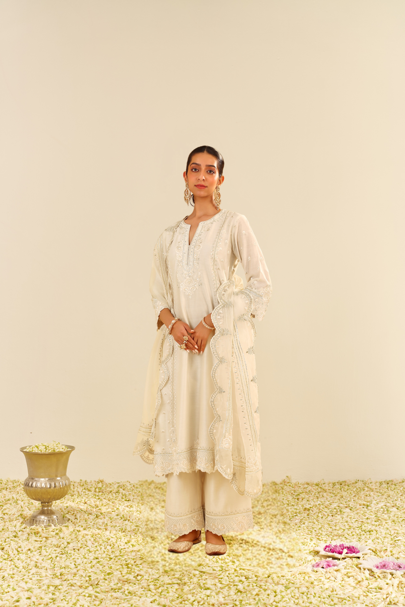 Sumaiya - Daisy Ivory A-Line Kurta With Palazzo