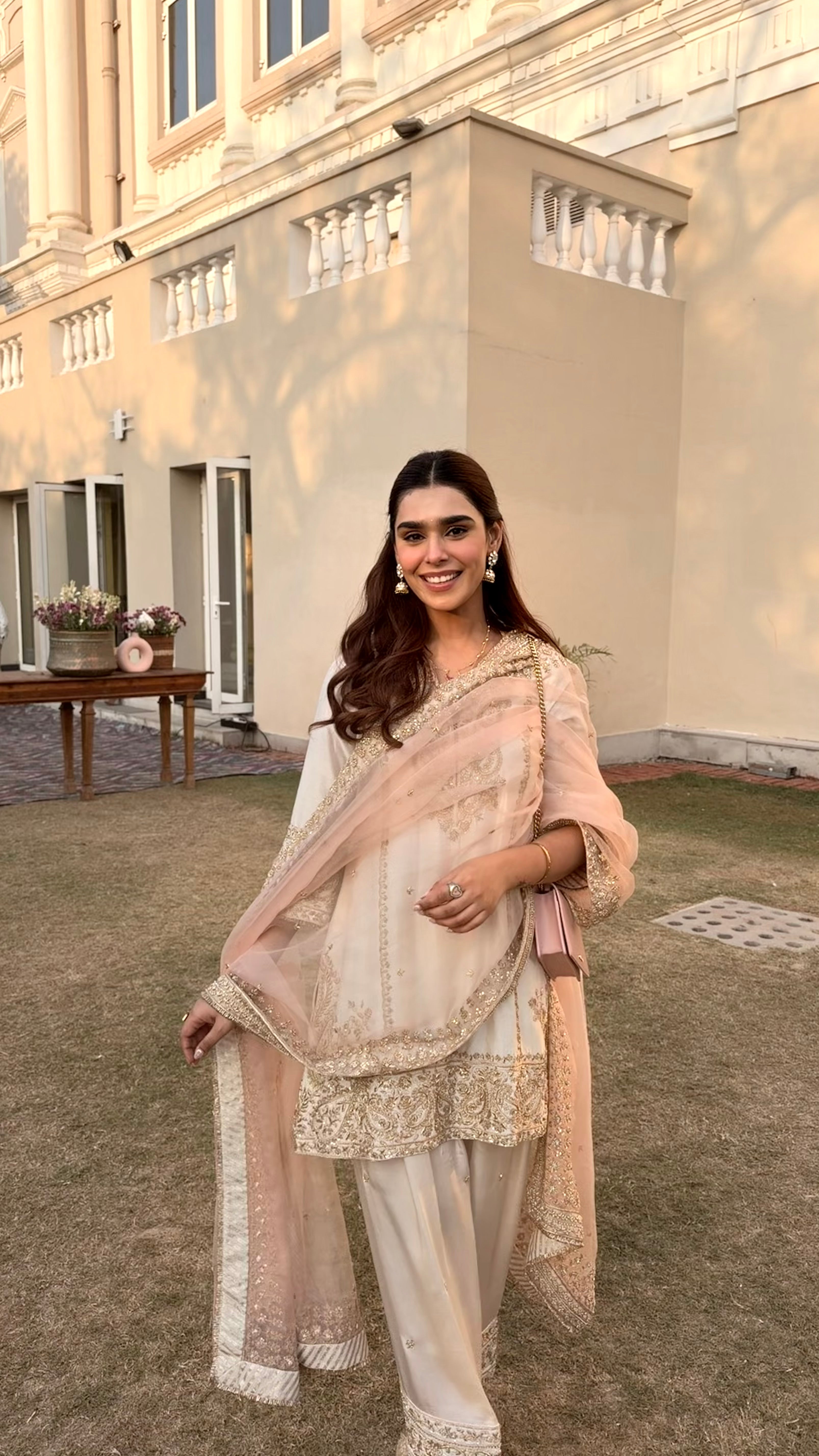 Ishika Bana in Dua Daisy Ivory Dabka Zardozi Embroidered Short Kurta Set