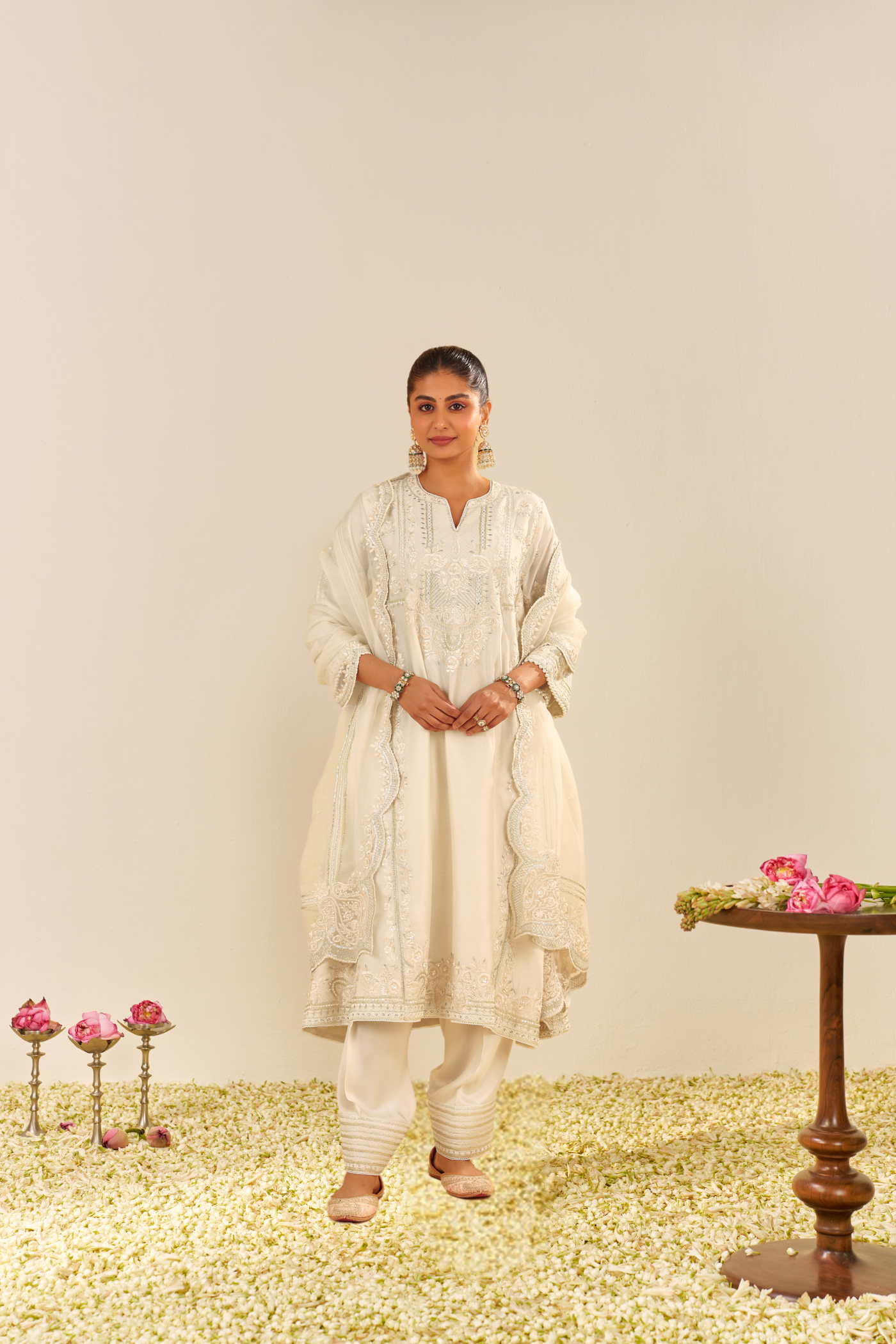 Maziya - Daisy Ivory Long Chauga With Salwar