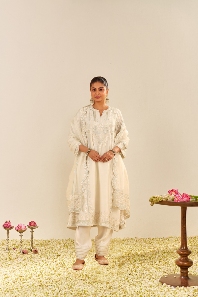 Maziya - Daisy Ivory Long Chauga With Salwar