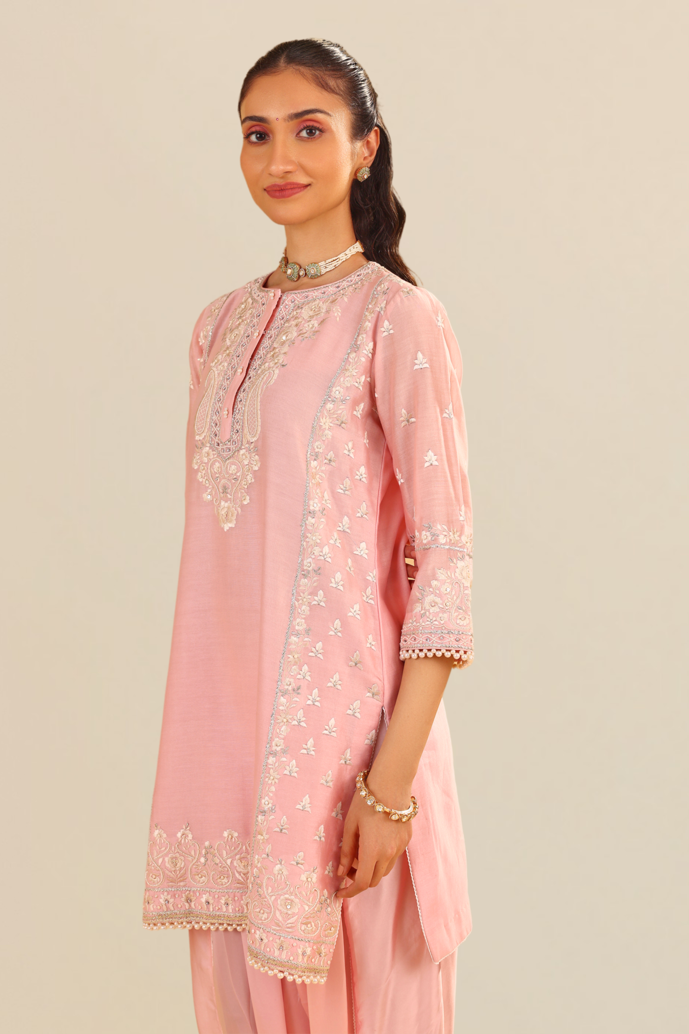 Zaisha - Blush Pink Short Kurta With Dhoti
