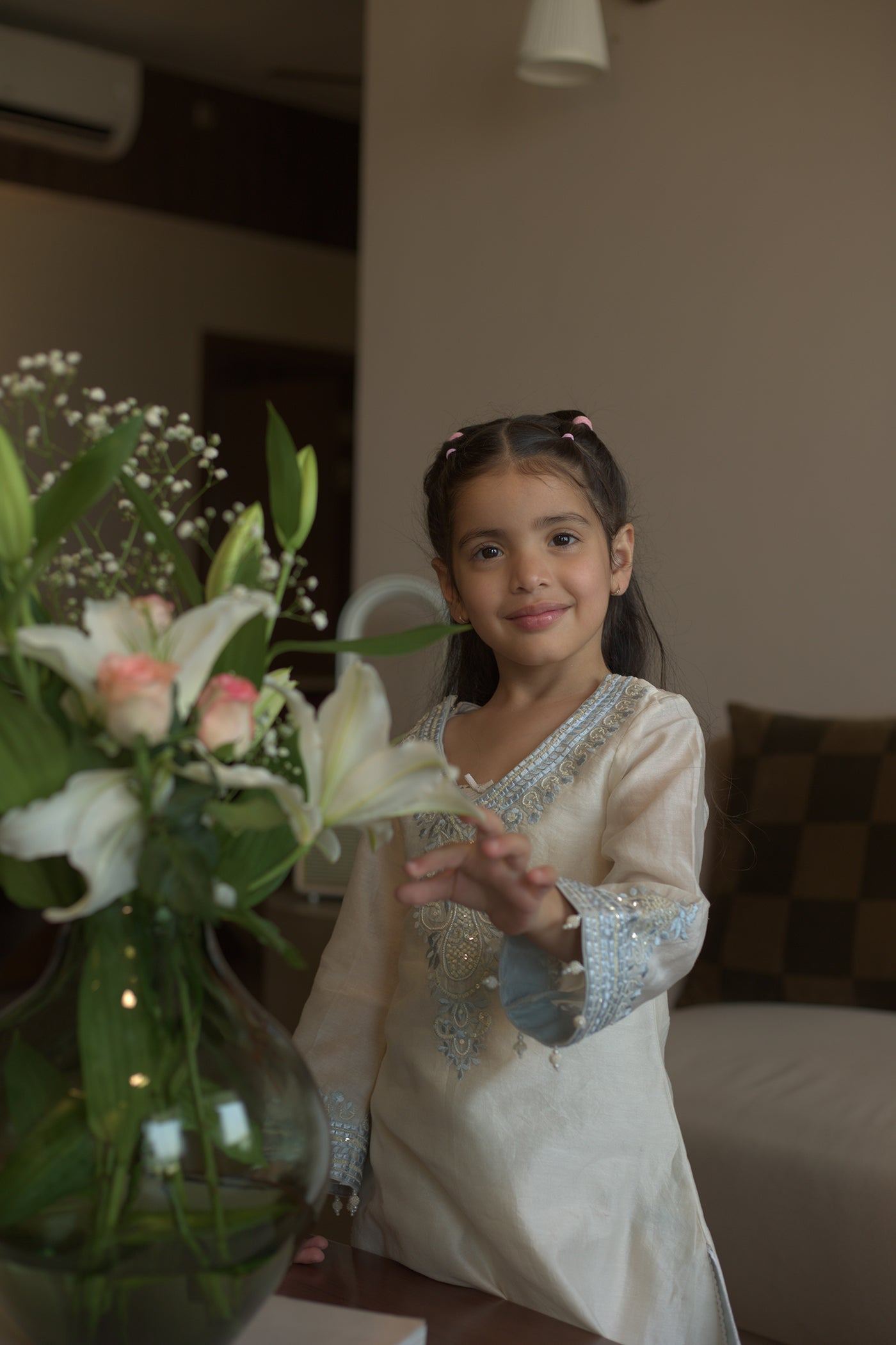 Sahabat - Daisy Ivory With Blue Kaaftan With Salwar