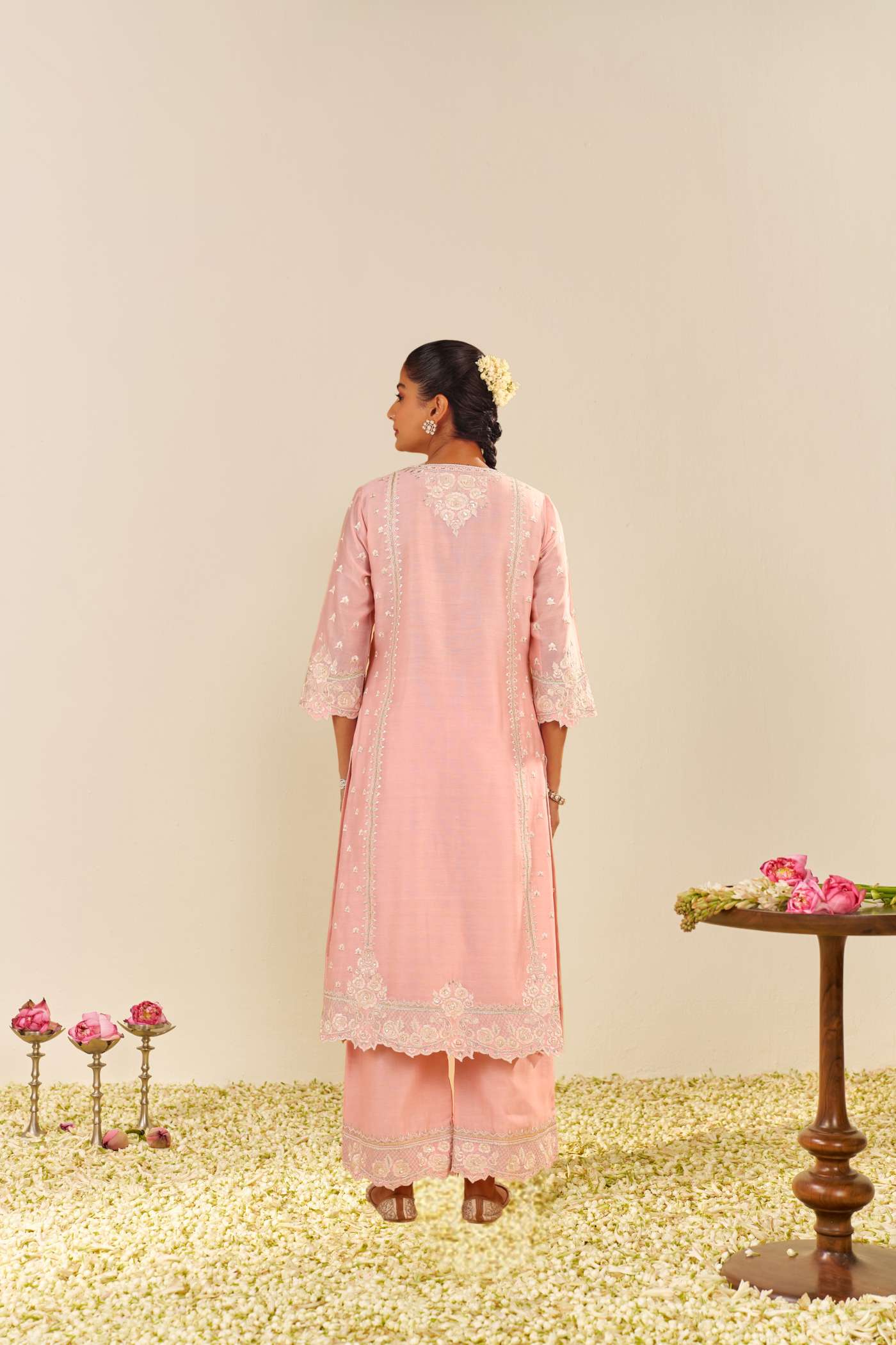 Sumaiya - Blush Pink A-Line Kurta With Palazzo