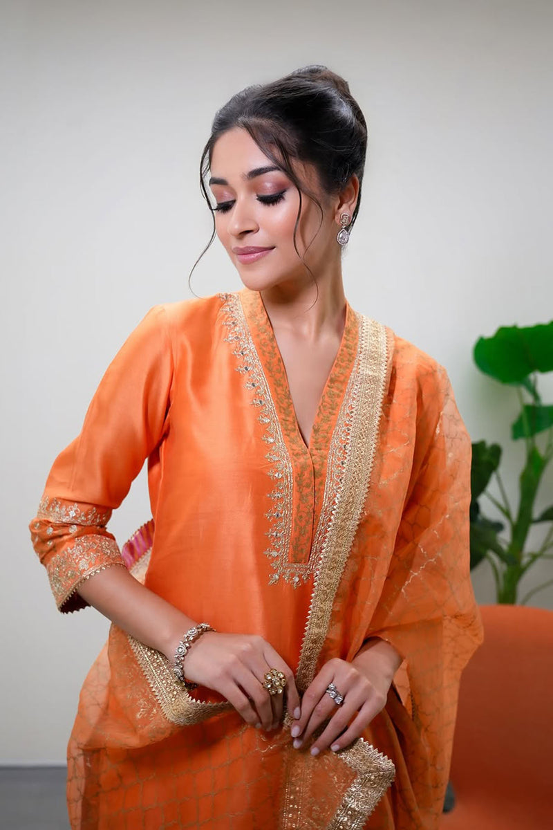 Nandini Gupta In Faheeda - Tangerine Orange  Kurta Set