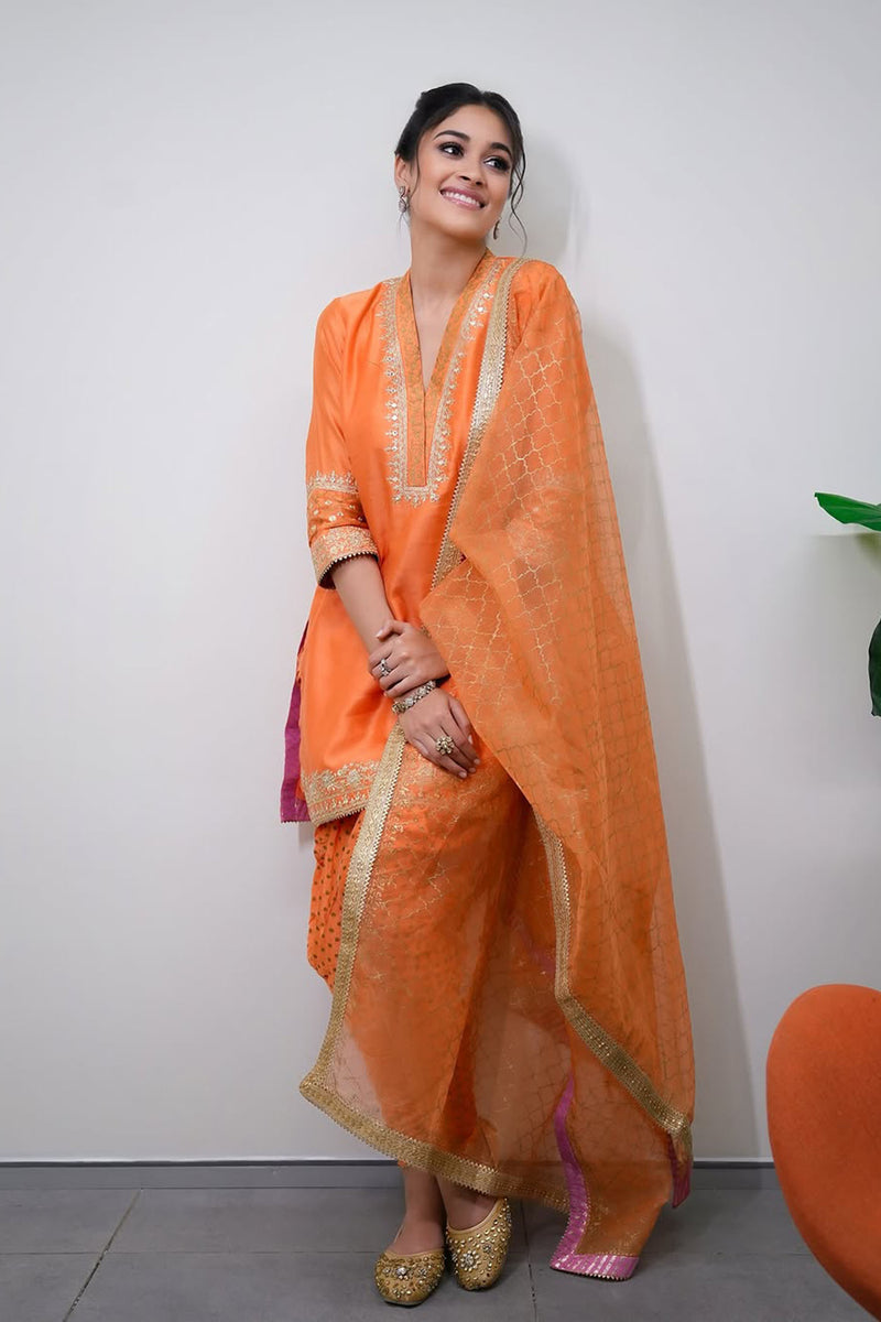 Nandini Gupta In Faheeda - Tangerine Orange  Kurta Set