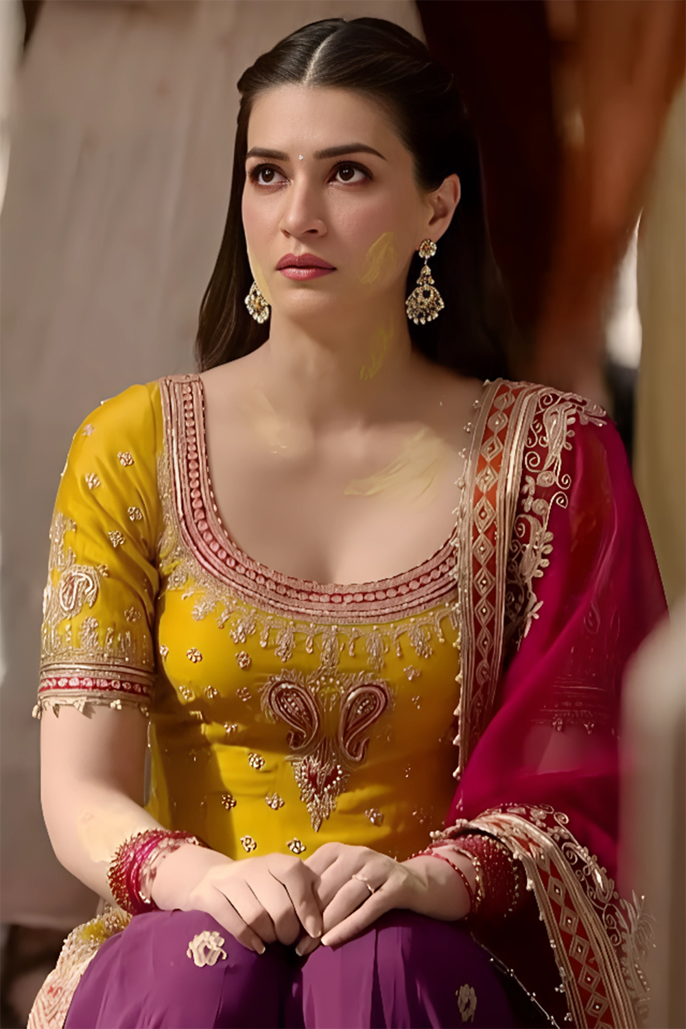 Kriti Sanon in  Mehan - Mustard Short Kurta with Garara