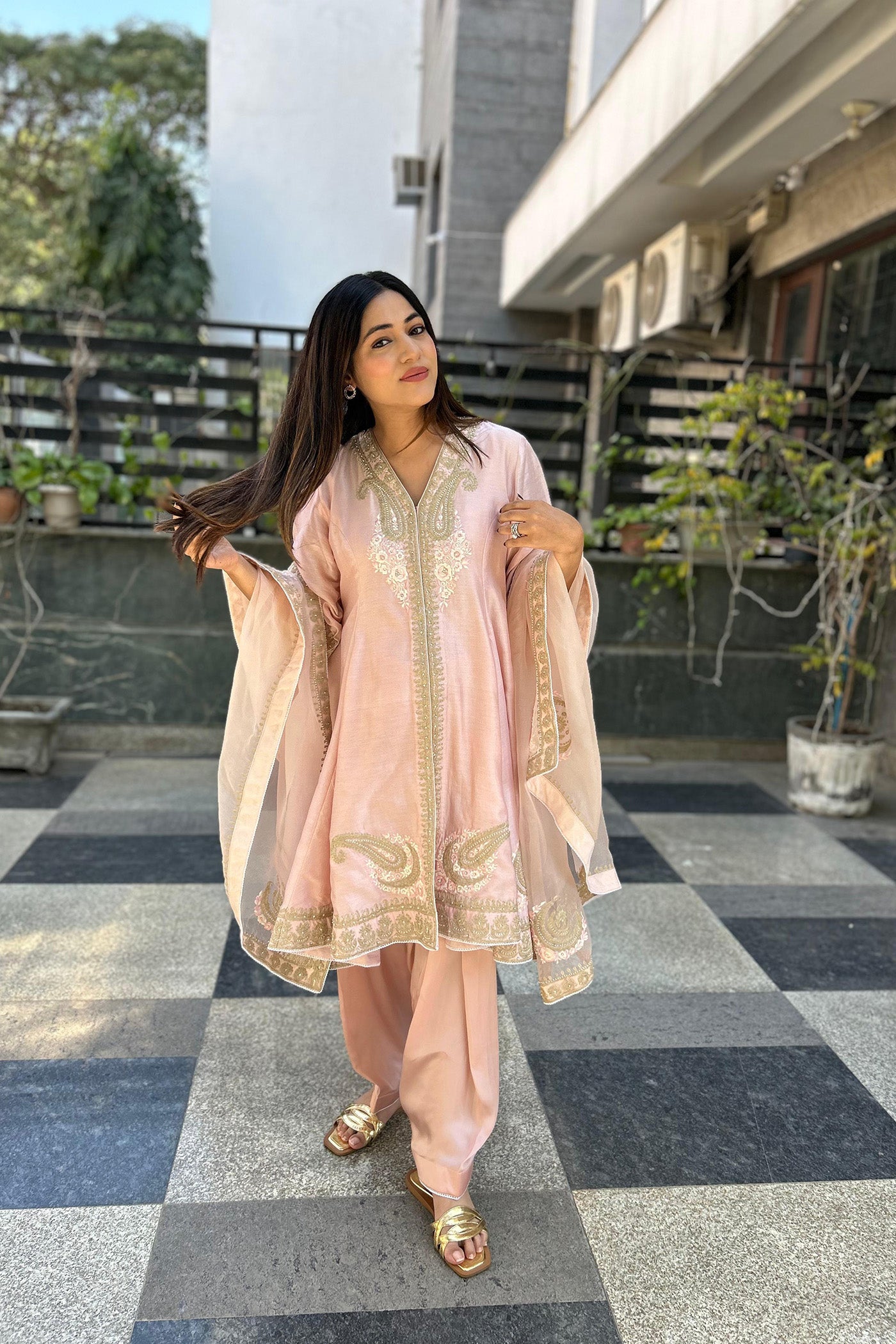 Anisha Sethi Fajr - Blush Pink Short Anarkali with Chooridaar and Dupatta