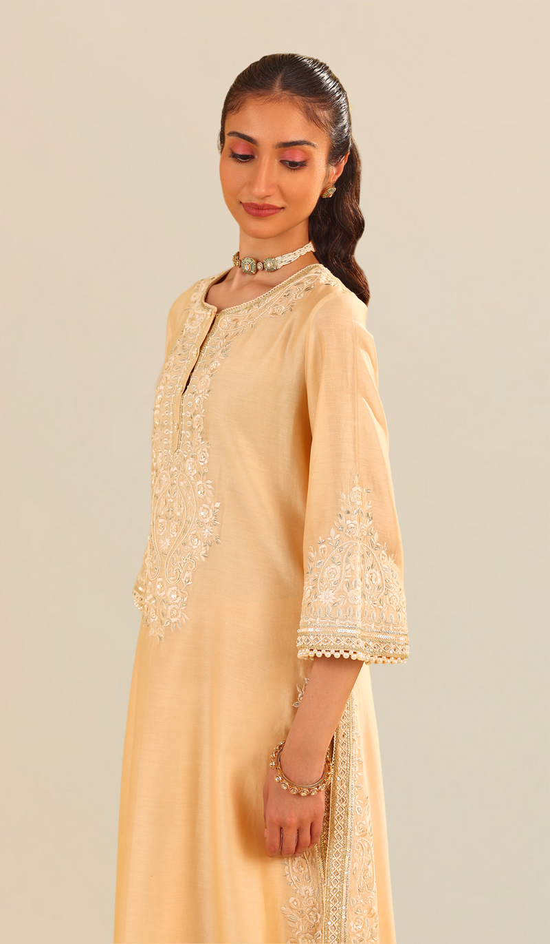 Sereen - Lemon Yellow A-Line Kurta With Palazzo