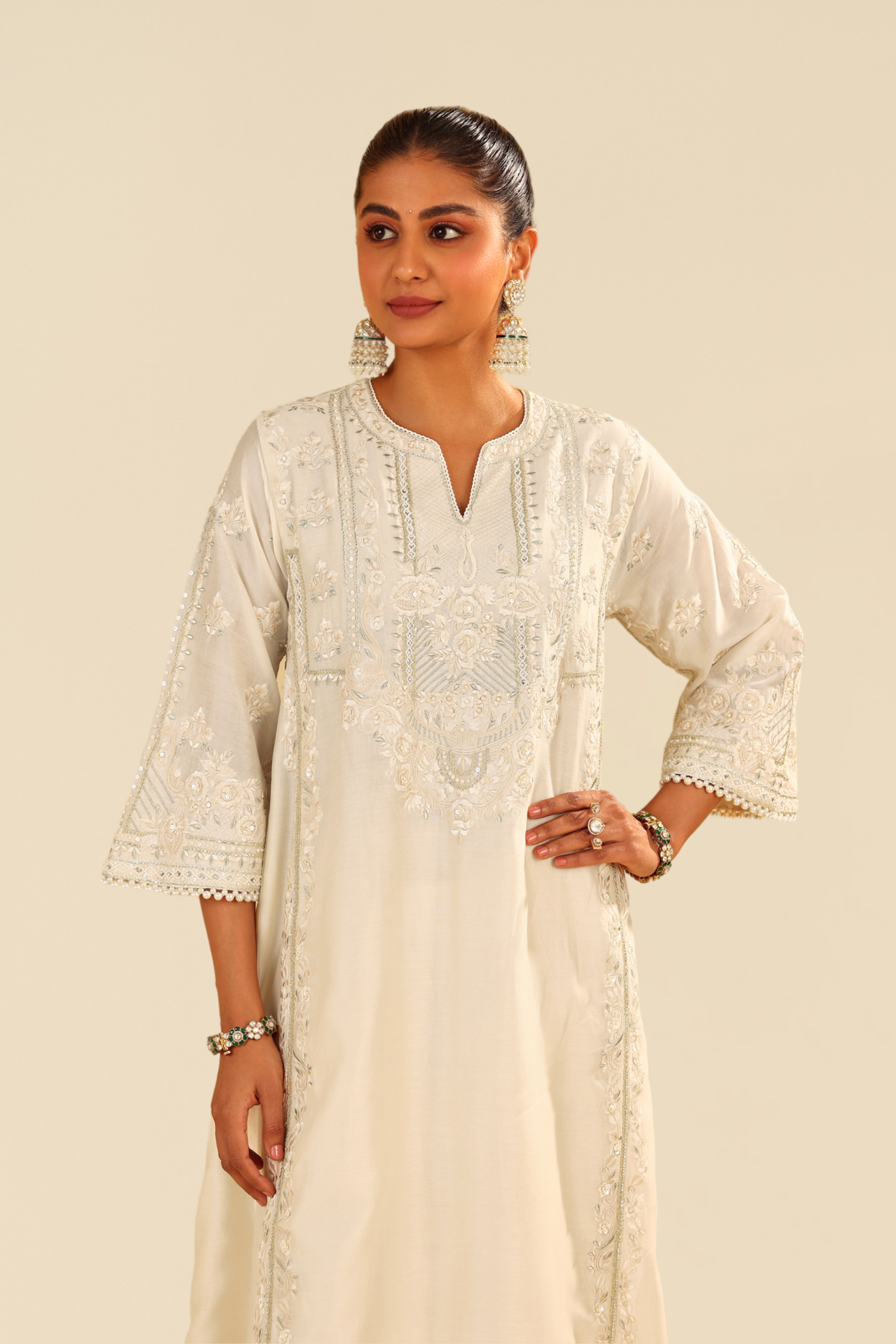 Maziya - Daisy Ivory Long Chauga With Salwar
