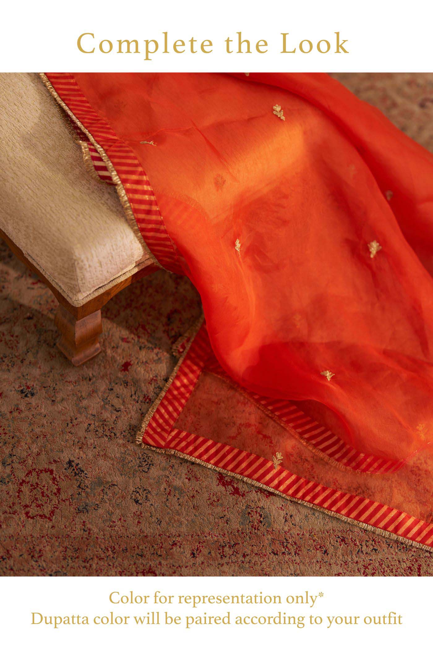 HIBA - BURNT ORANGE LONG KAFTAN WITH SALWAR AND DUPATTA