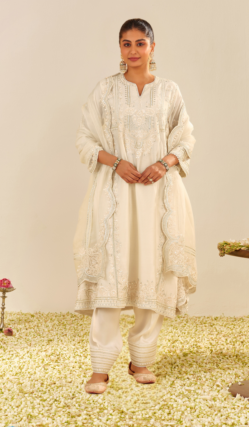 Maziya - Daisy Ivory Long Chauga With Salwar