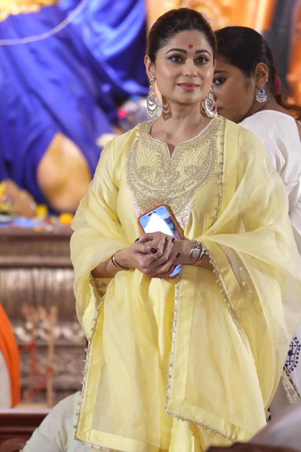 Shamita Shetty In Ashira- Lemon Yellow Kurta with Salwar