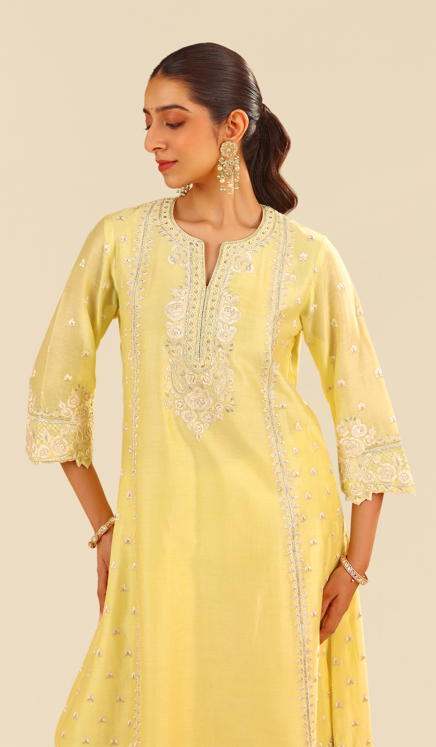 Sumaiya - Lemon Yellow A-Line Kurta With Palazzo (LXRTS)
