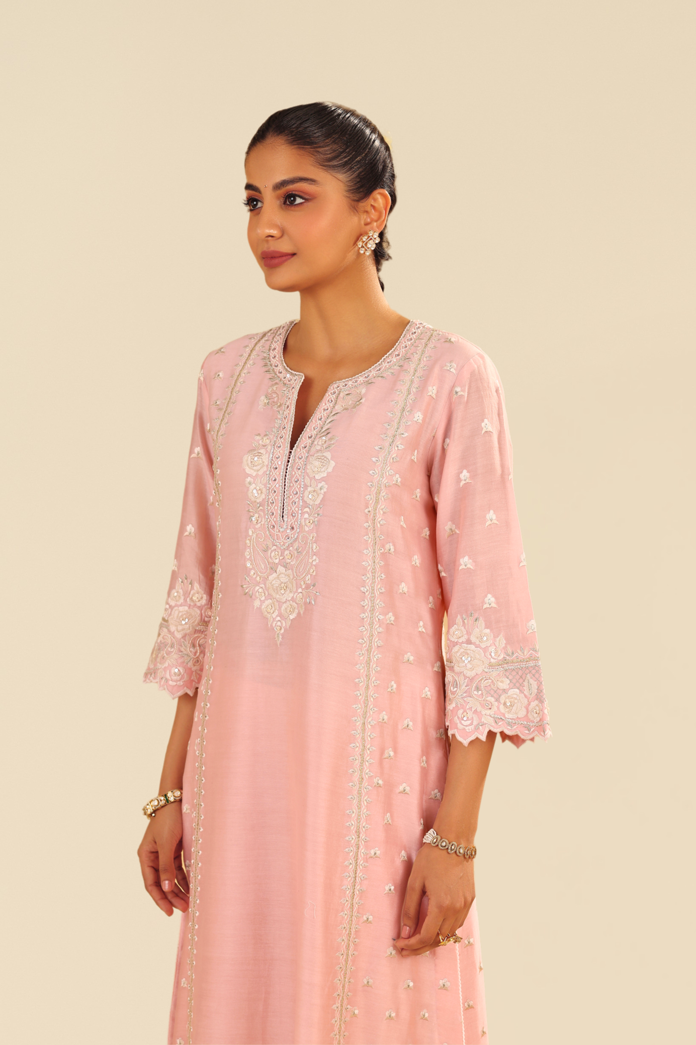 Sumaiya - Blush Pink A-Line Kurta With Palazzo