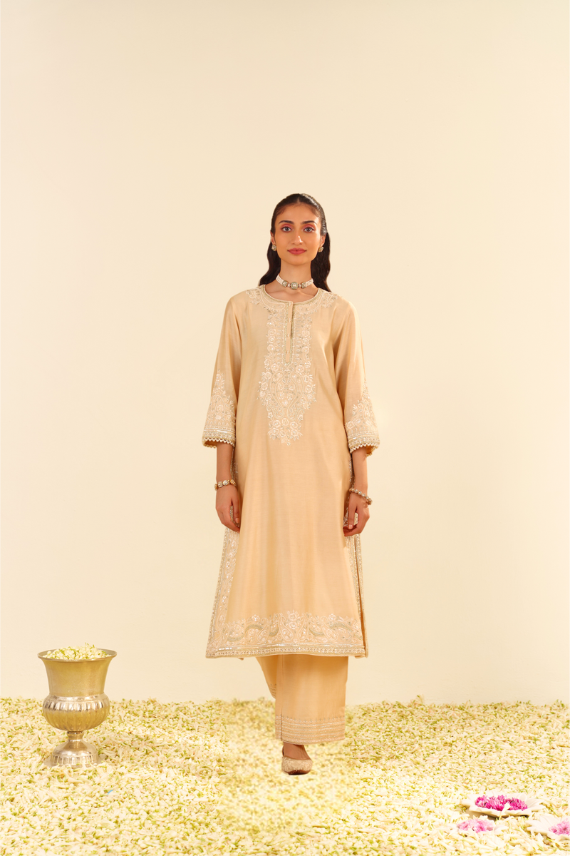 Sereen - Lemon Yellow A-Line Kurta With Palazzo