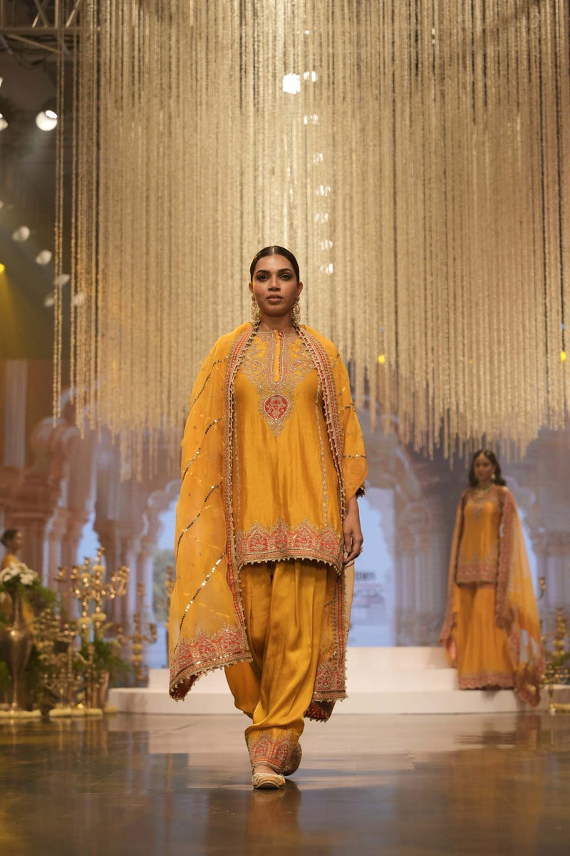 Mirha - Heirloom Mustard Short Straight Kurta with Salwar