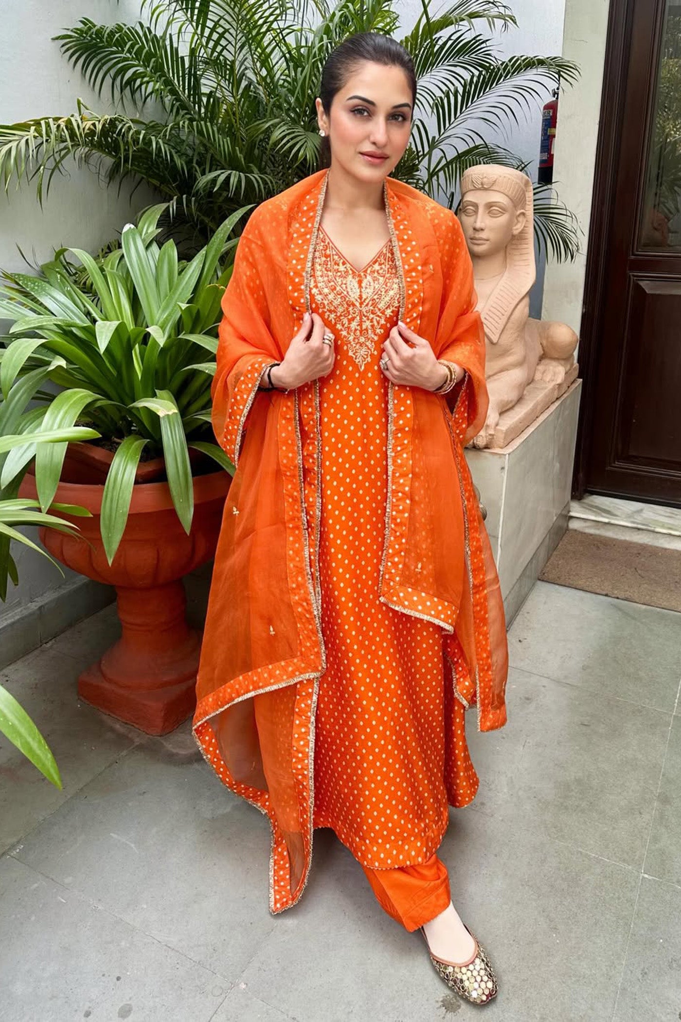 Payal Sen in Zaliyah orange long chauga with salwar