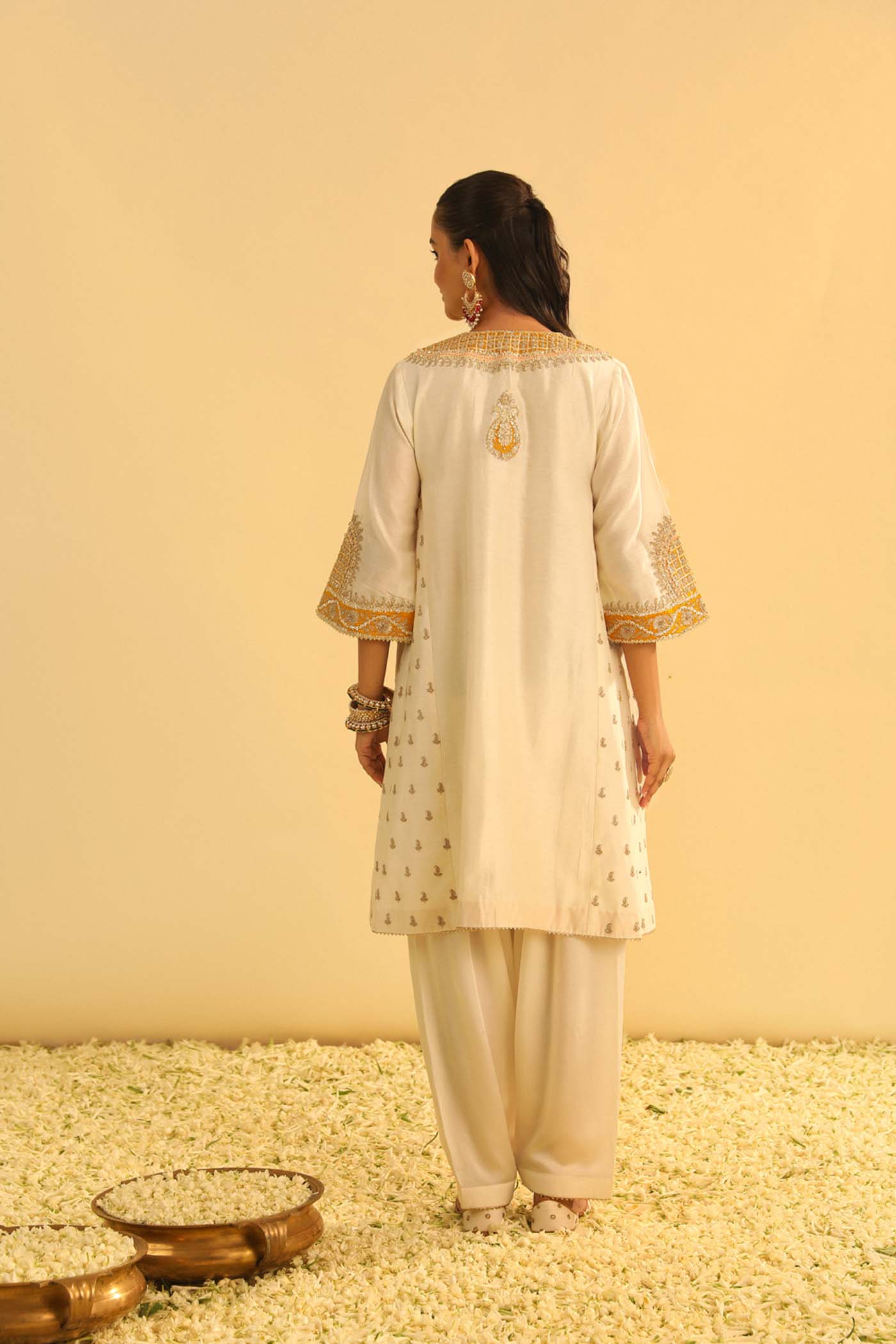 Arisana - Daisy Ivory Short Kalidaar Chauga with Salwar