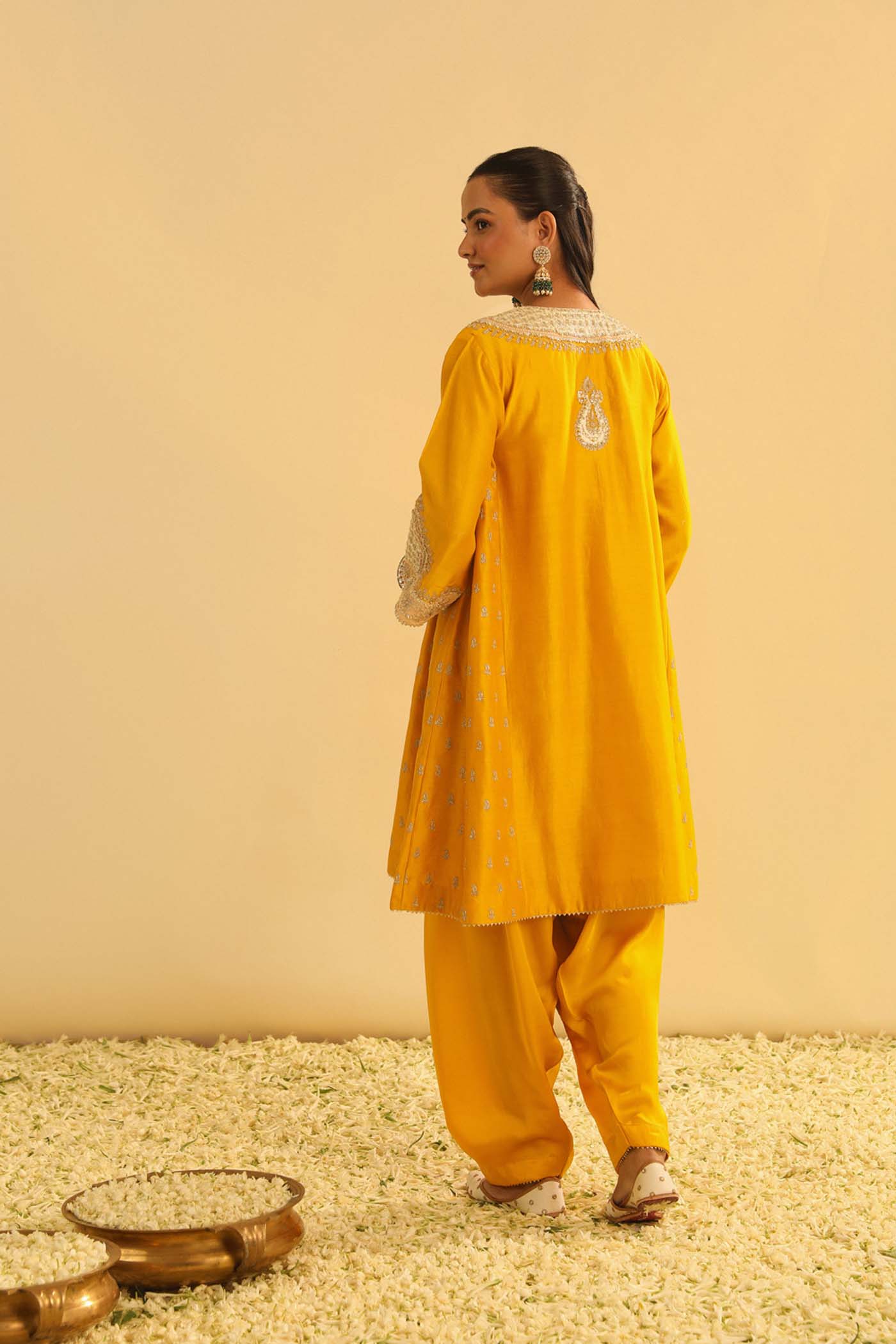 Arisana - Mustard Short Kalidaar Choga with Salwar (Lxrts)