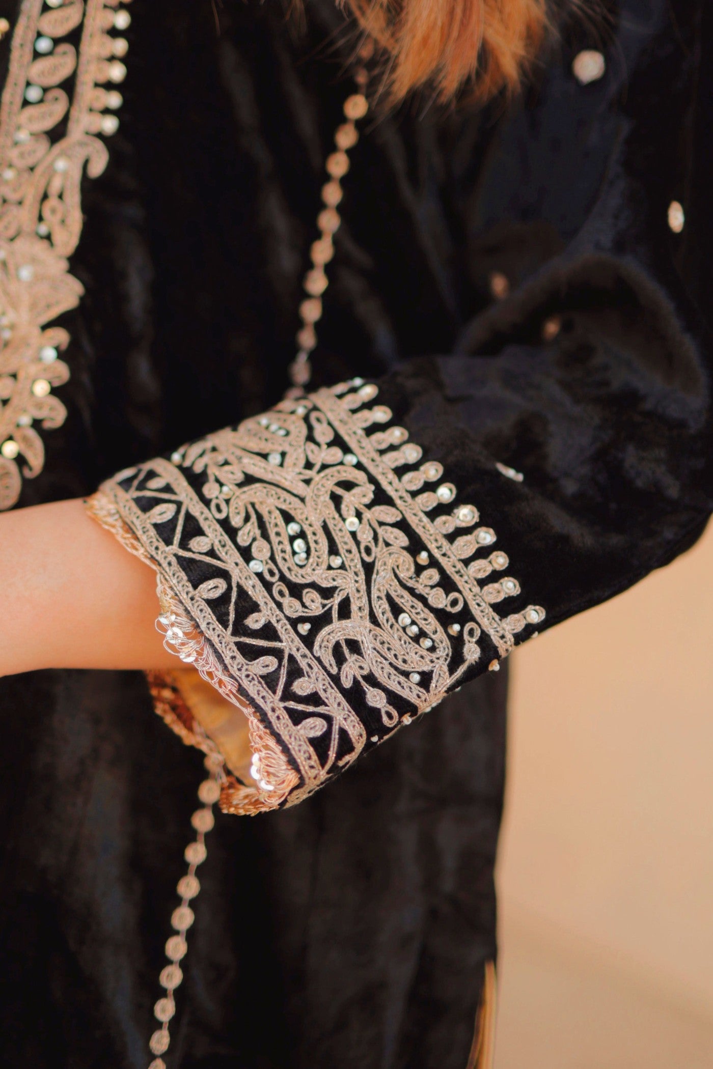 Ayat - Black Silk Velvet Short Kurta with Salwar (LXRTS)