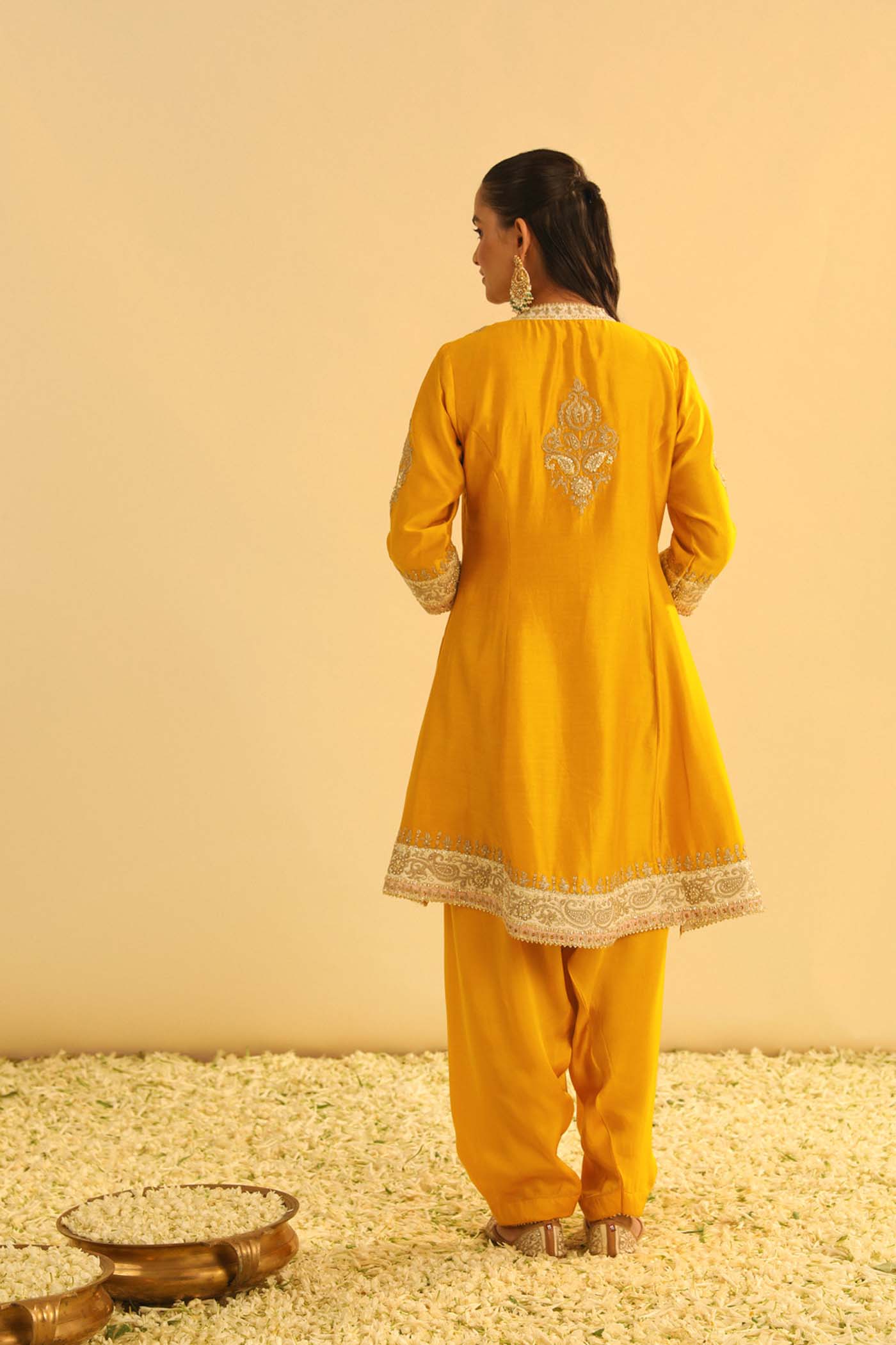 Amani - Mustard A-line  Kurta with Salwar & Dupatta