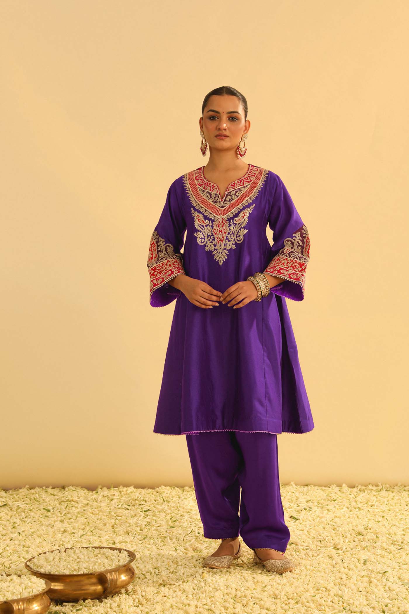 MEHRISH - PURPLE SHORT KALIDAAR CHAUGA WITH SALWAR