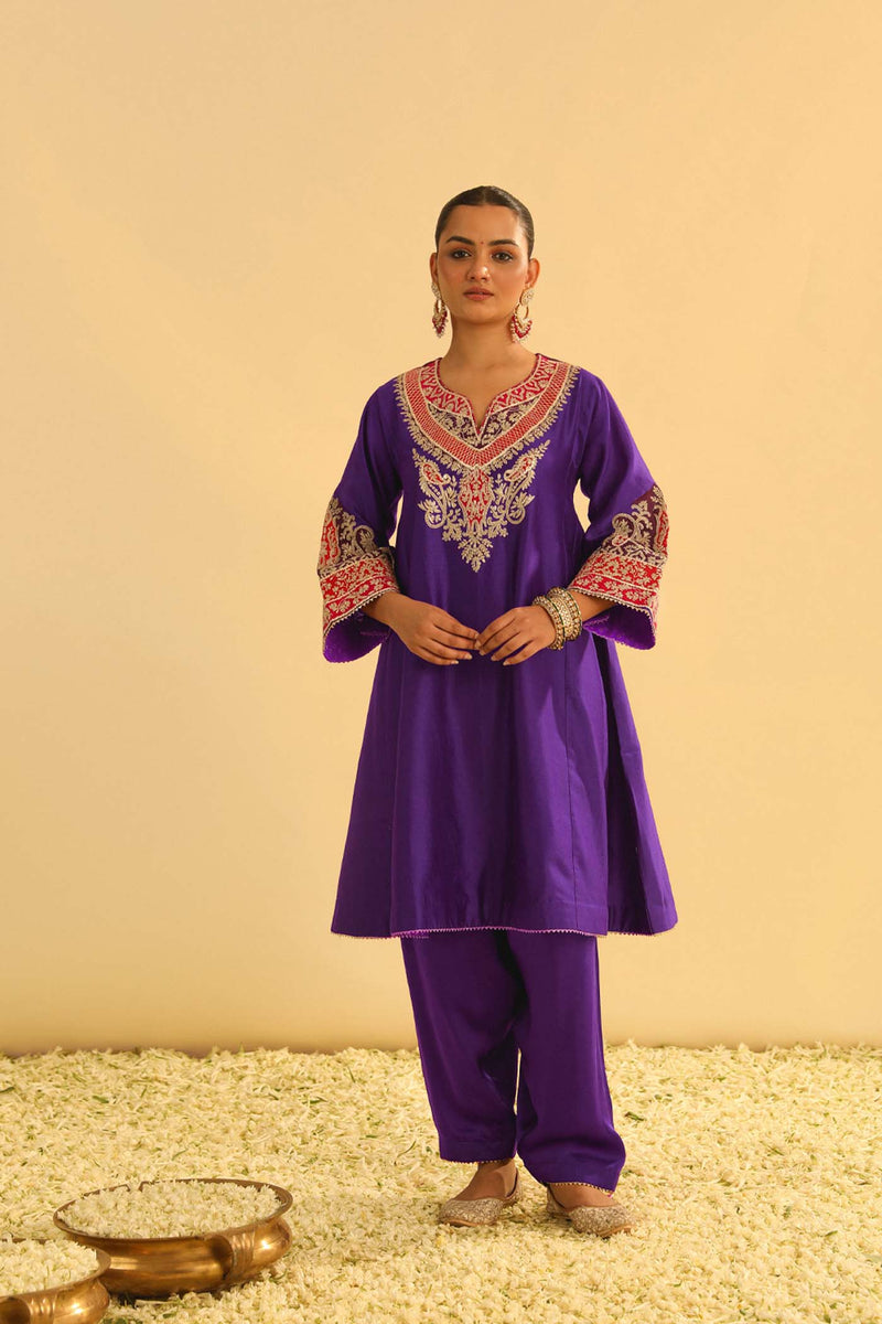 MEHRISH - PURPLE SHORT KALIDAAR CHOGA WITH SALWAR (LXRTS)
