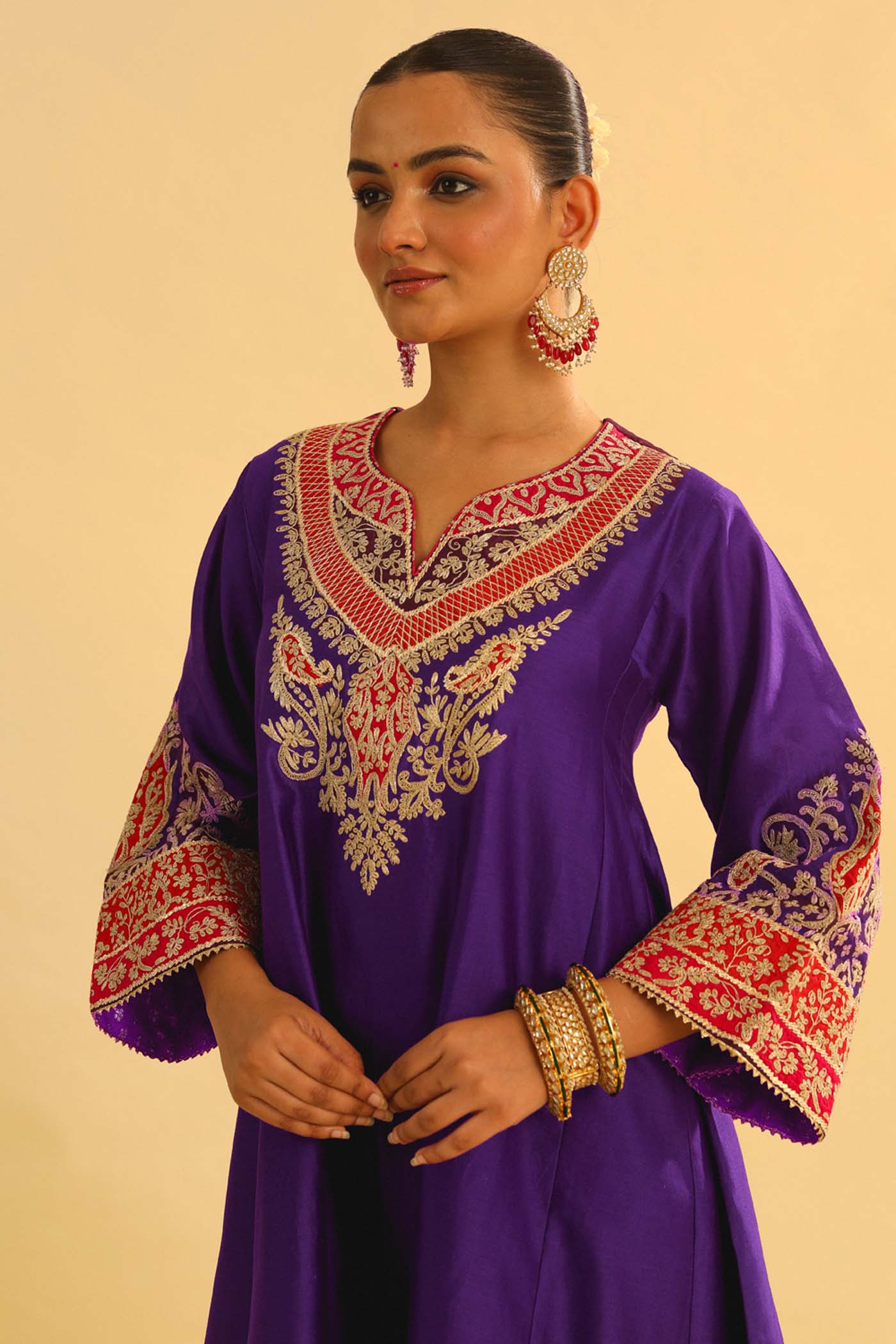 MEHRISH - PURPLE SHORT KALIDAAR CHAUGA WITH SALWAR